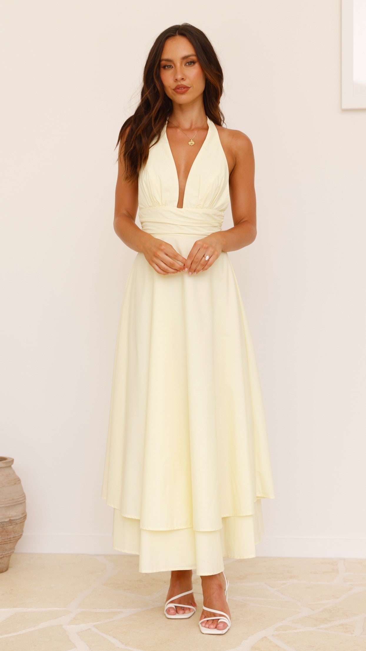 Kathy Lemon Halter Neck Maxi Dress