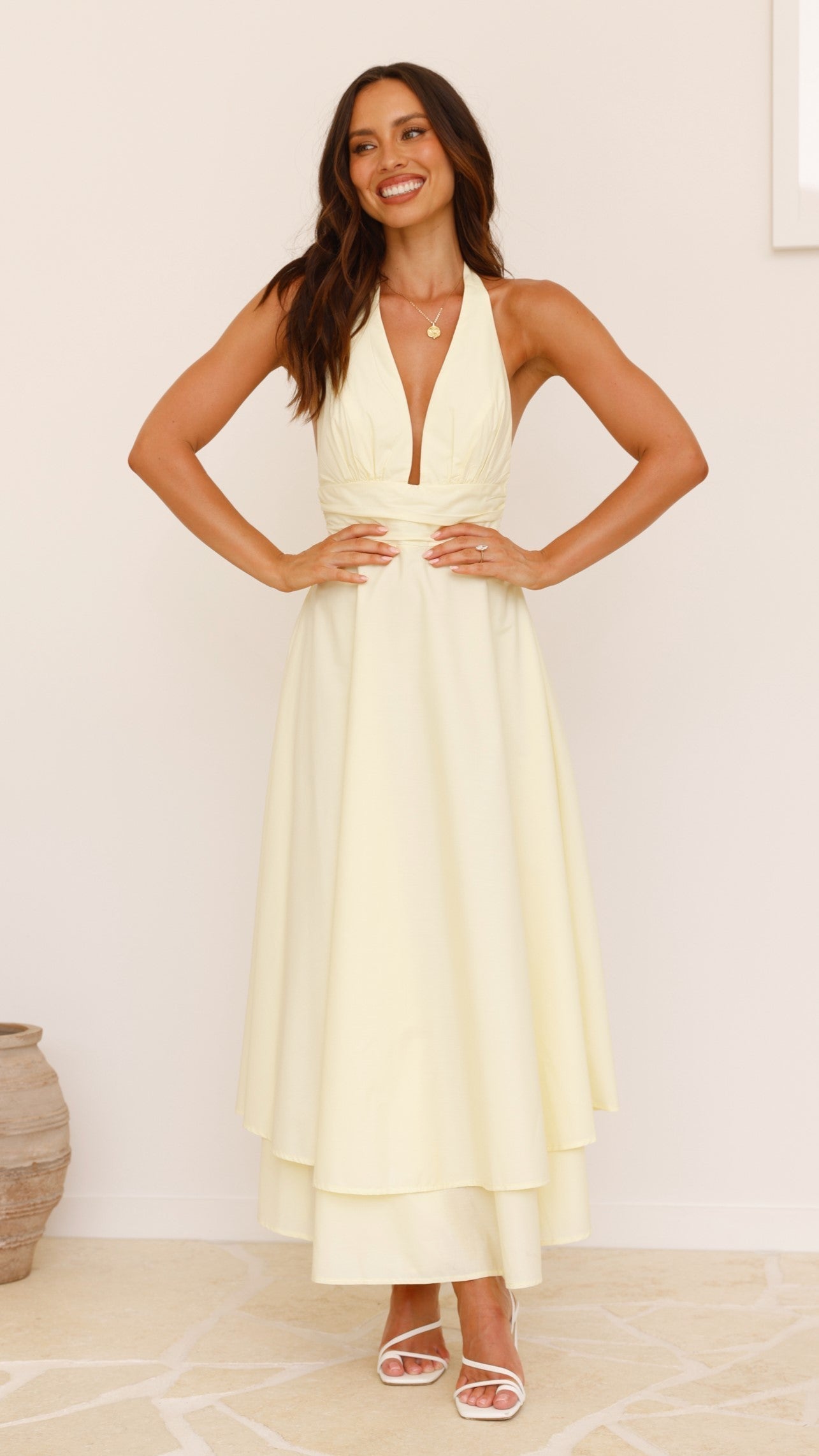 Kathy Lemon Halter Neck Maxi Dress
