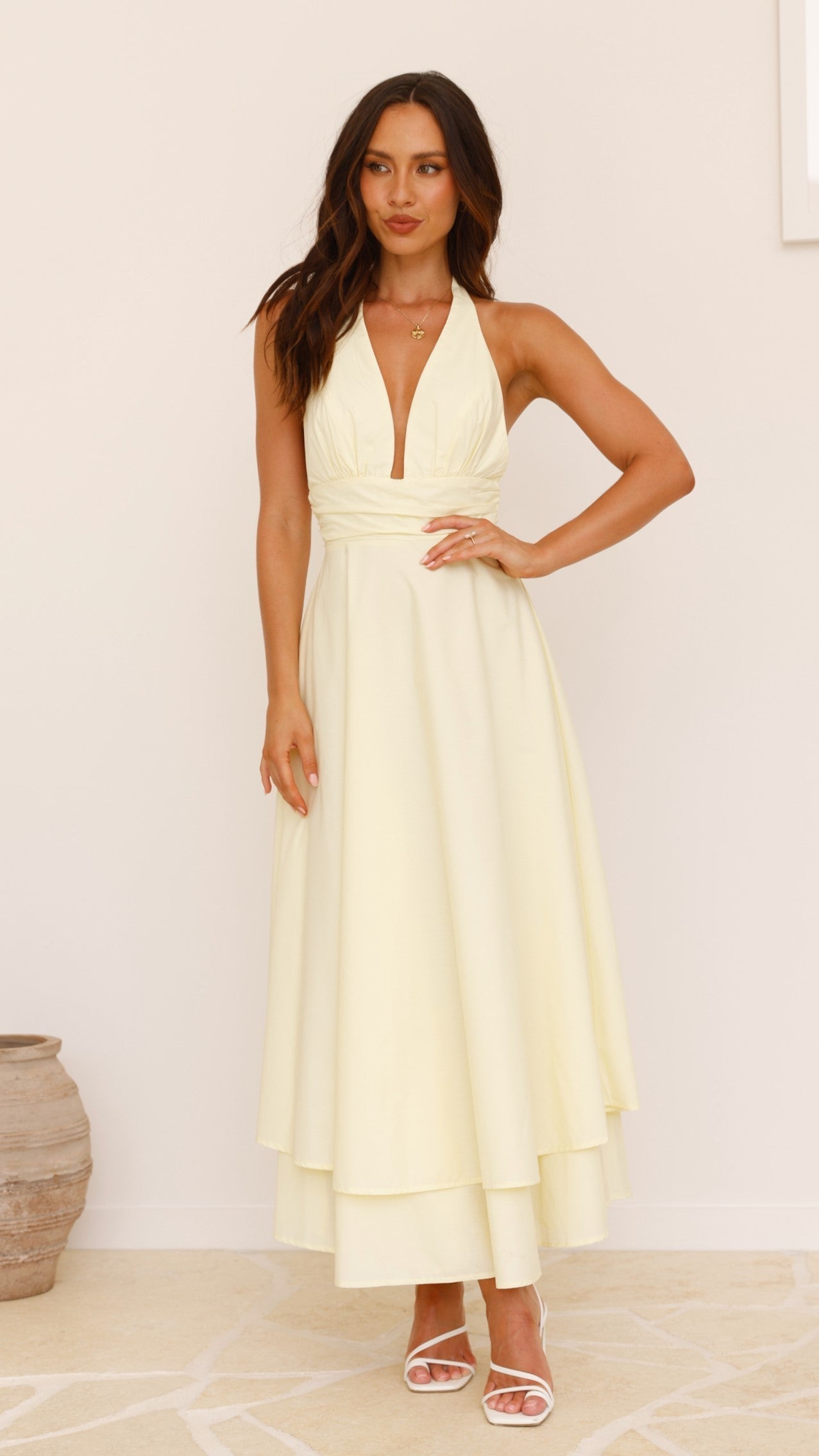 Kathy Lemon Halter Neck Maxi Dress