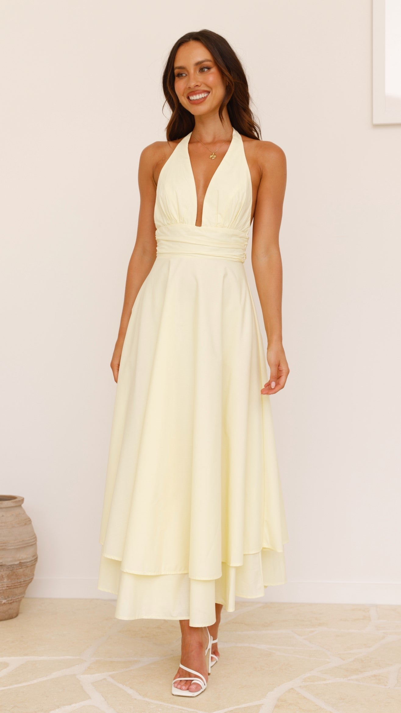Kathy Lemon Halter Neck Maxi Dress