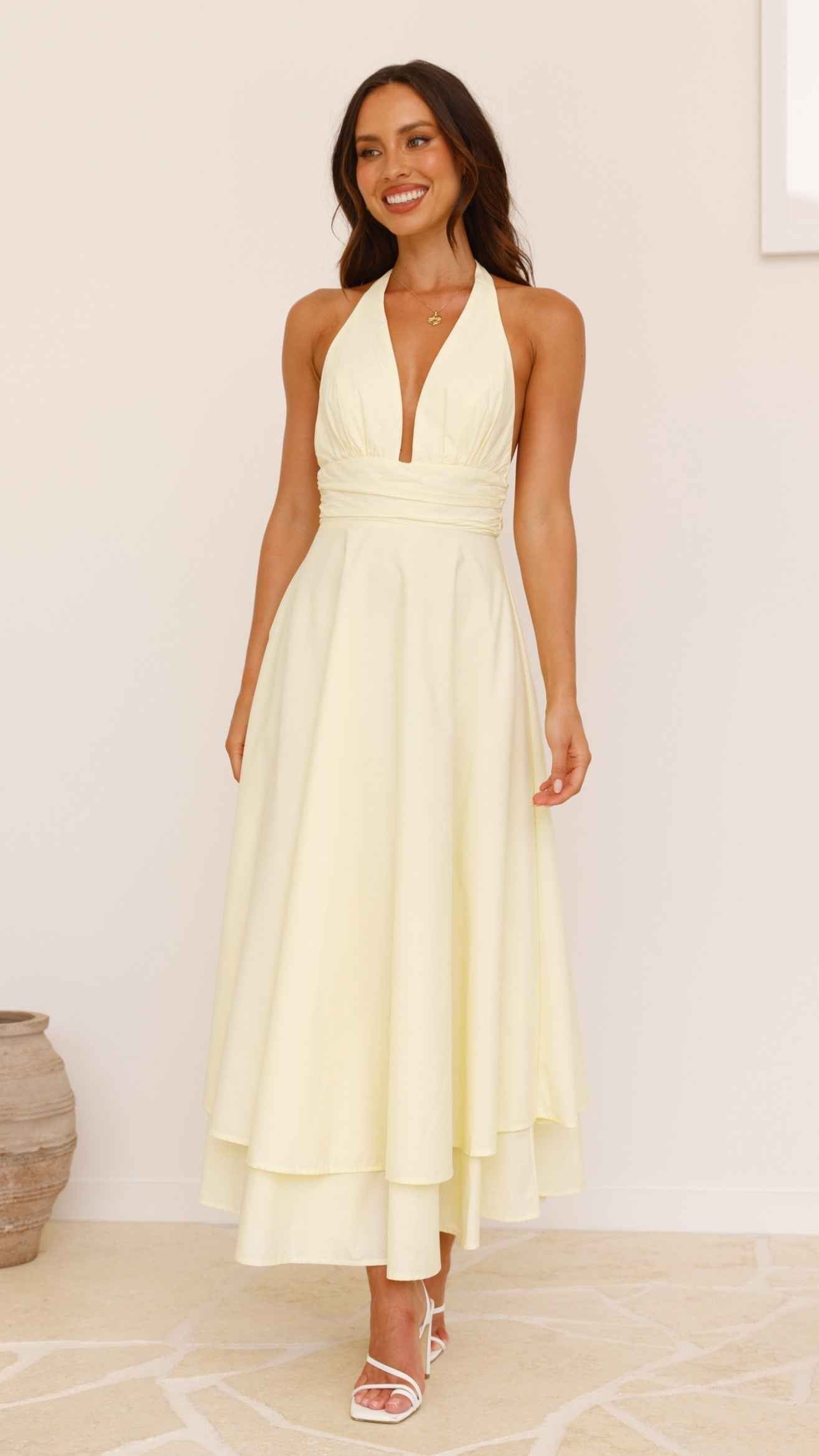 HALTER SLEEVELESS MAXI SUMMER PARTY DRESS