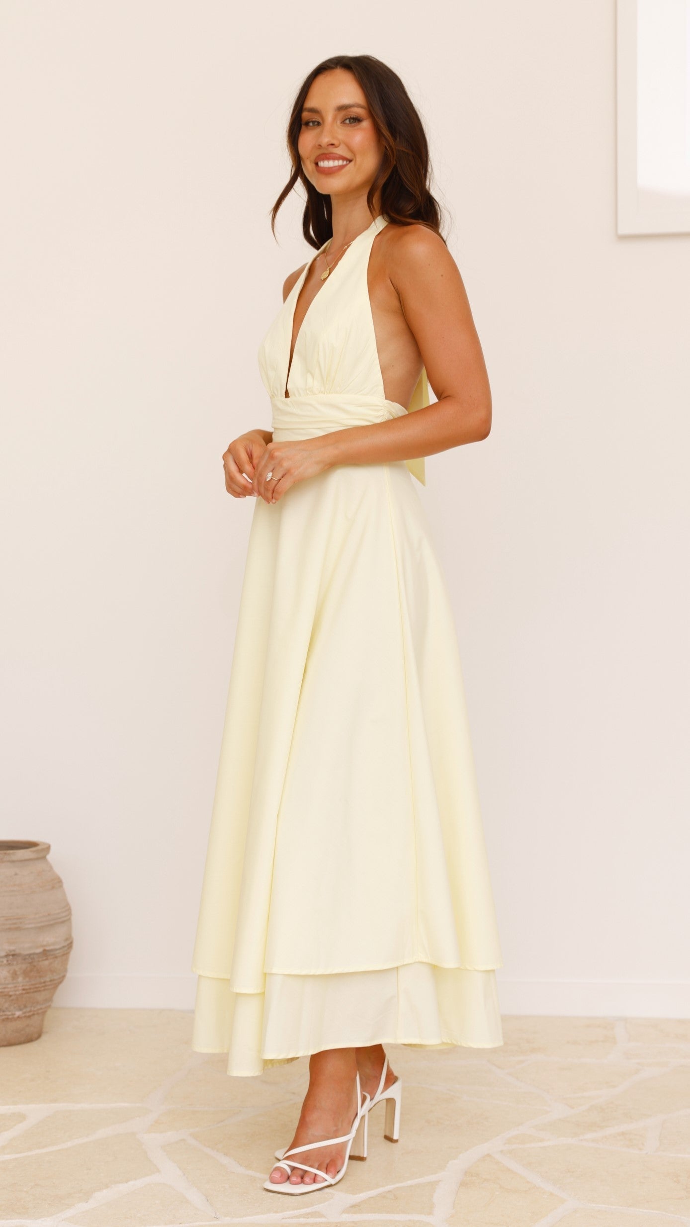 Kathy Lemon Halter Neck Maxi Dress