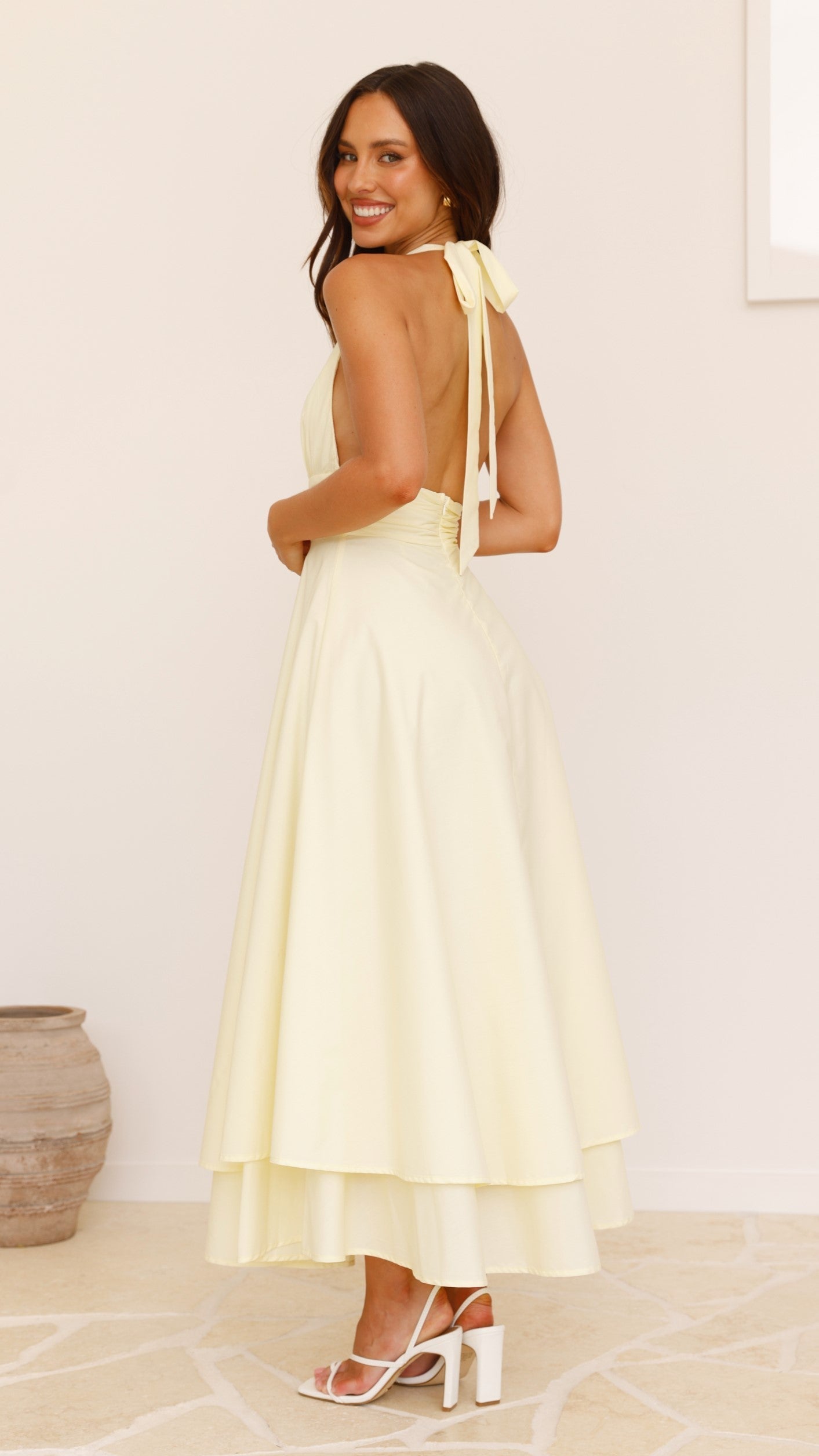 Kathy Lemon Halter Neck Maxi Dress