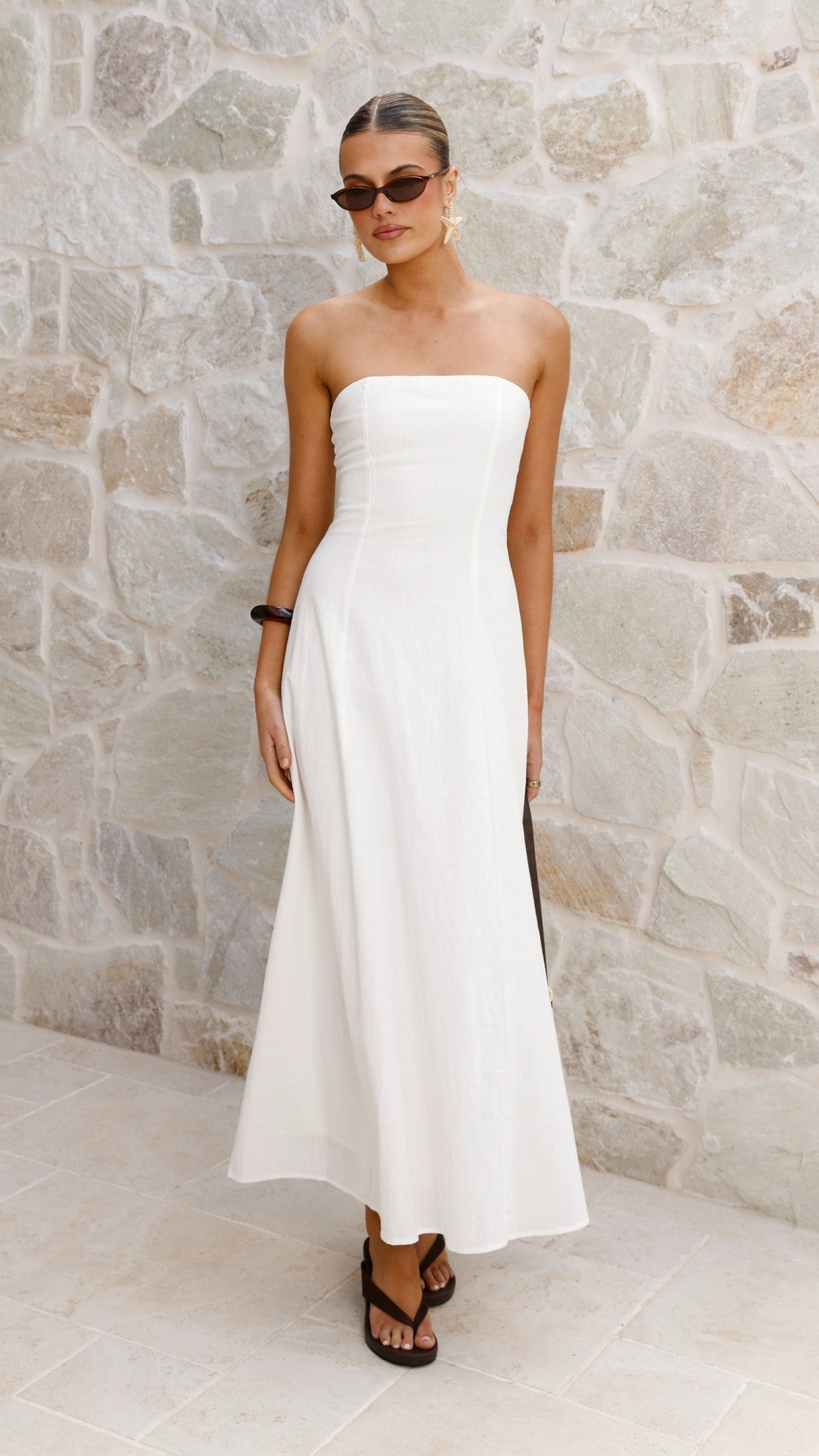 White Astrid Strapless Maxi Dress