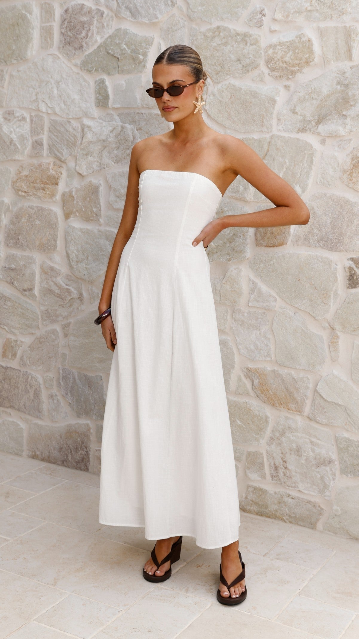 White Astrid Strapless Maxi Dress