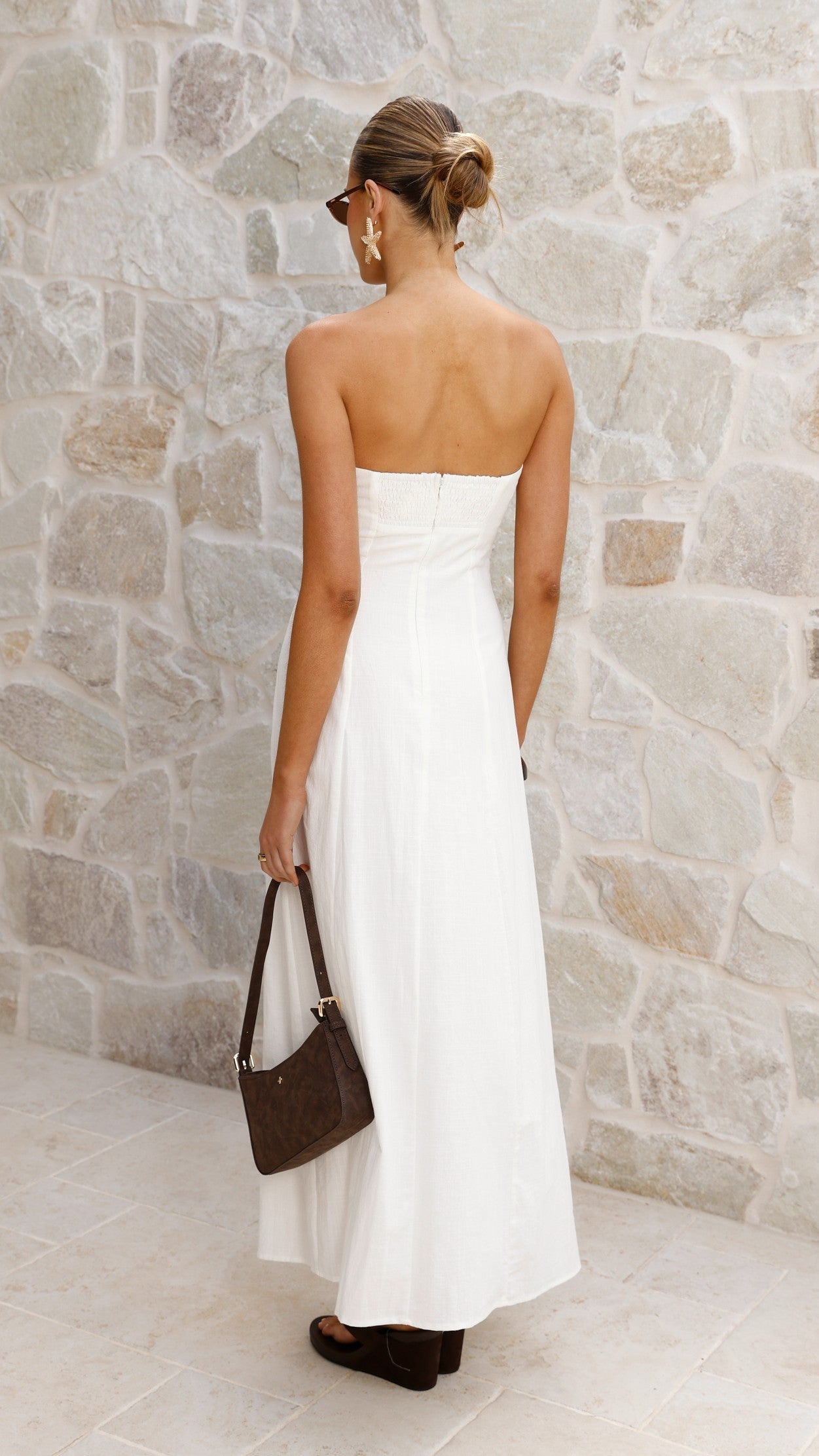 White Astrid Strapless Maxi Dress