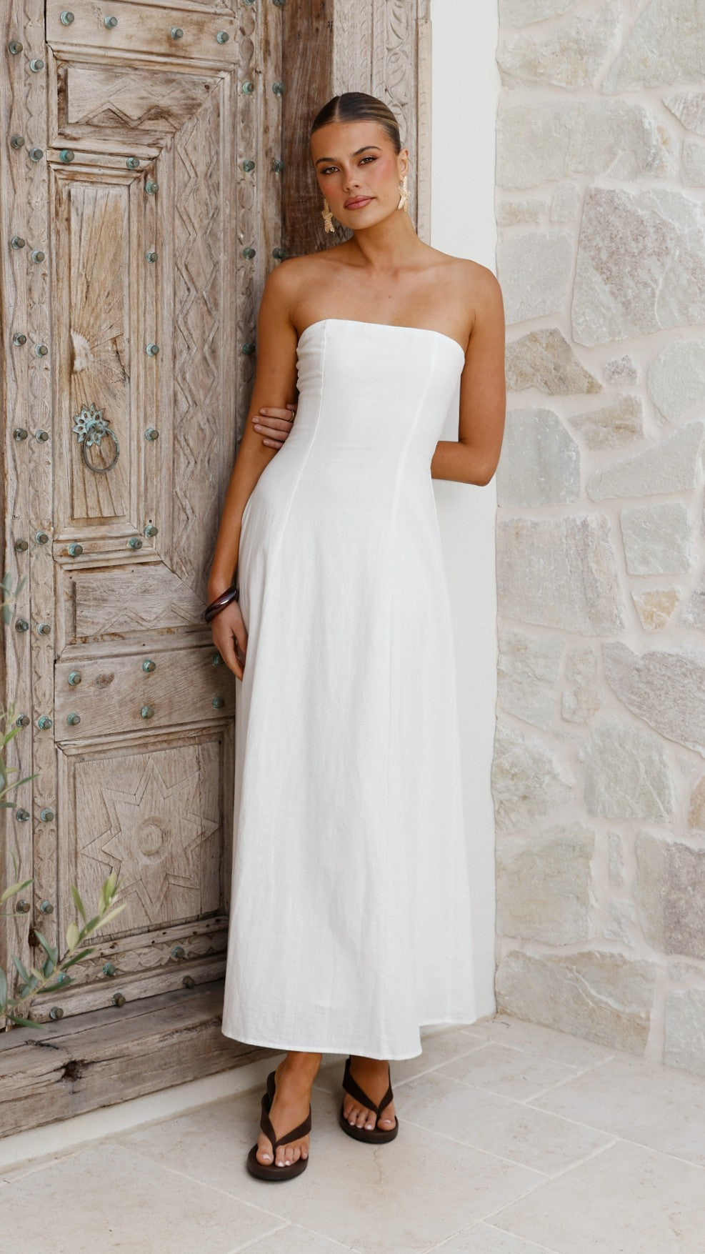 White Astrid Strapless Maxi Dress