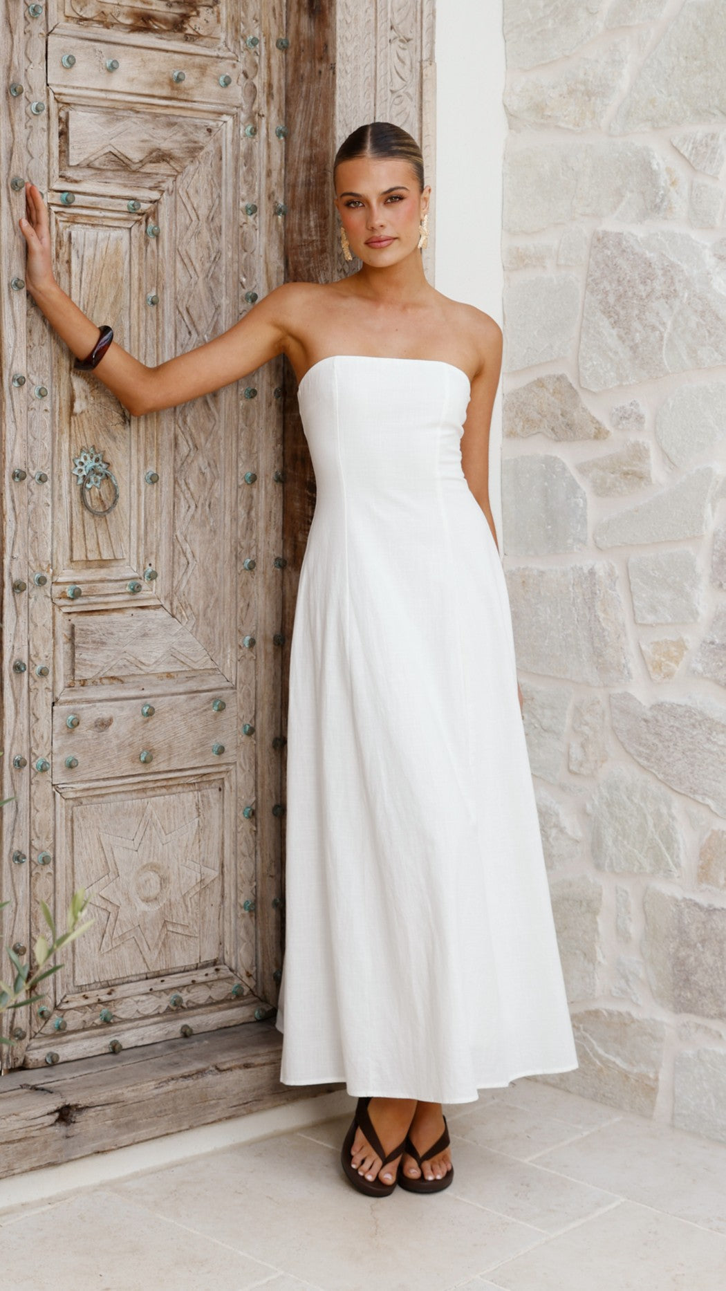 White Astrid Strapless Maxi Dress