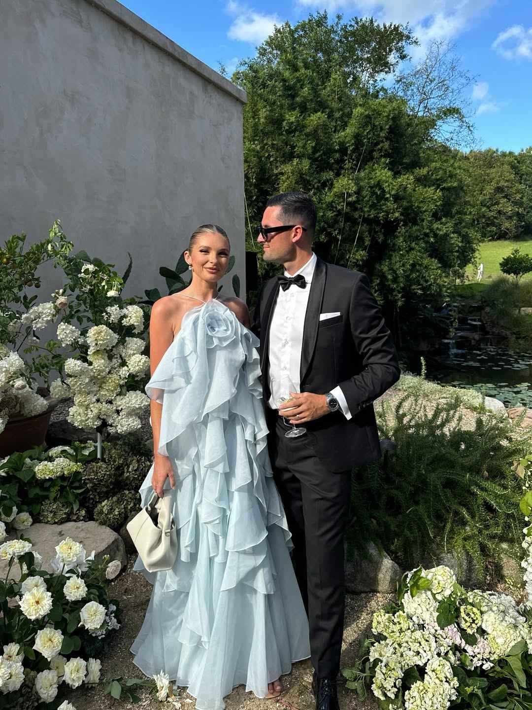 Aje Maxi Dress - Silver Blue Layered Ruffles