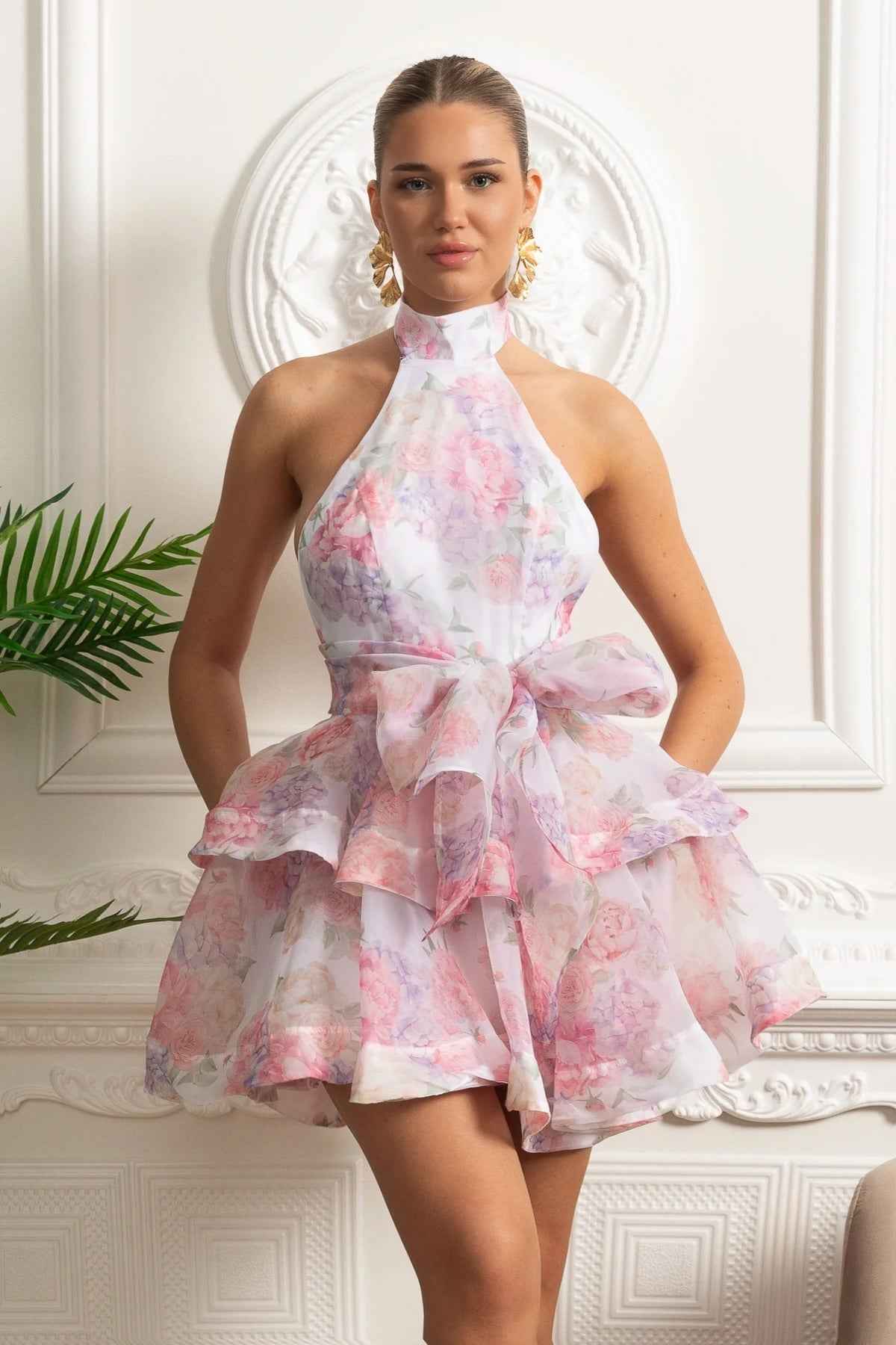 FLORAL RUFFLE MINI PARTY SUMMER DRESS