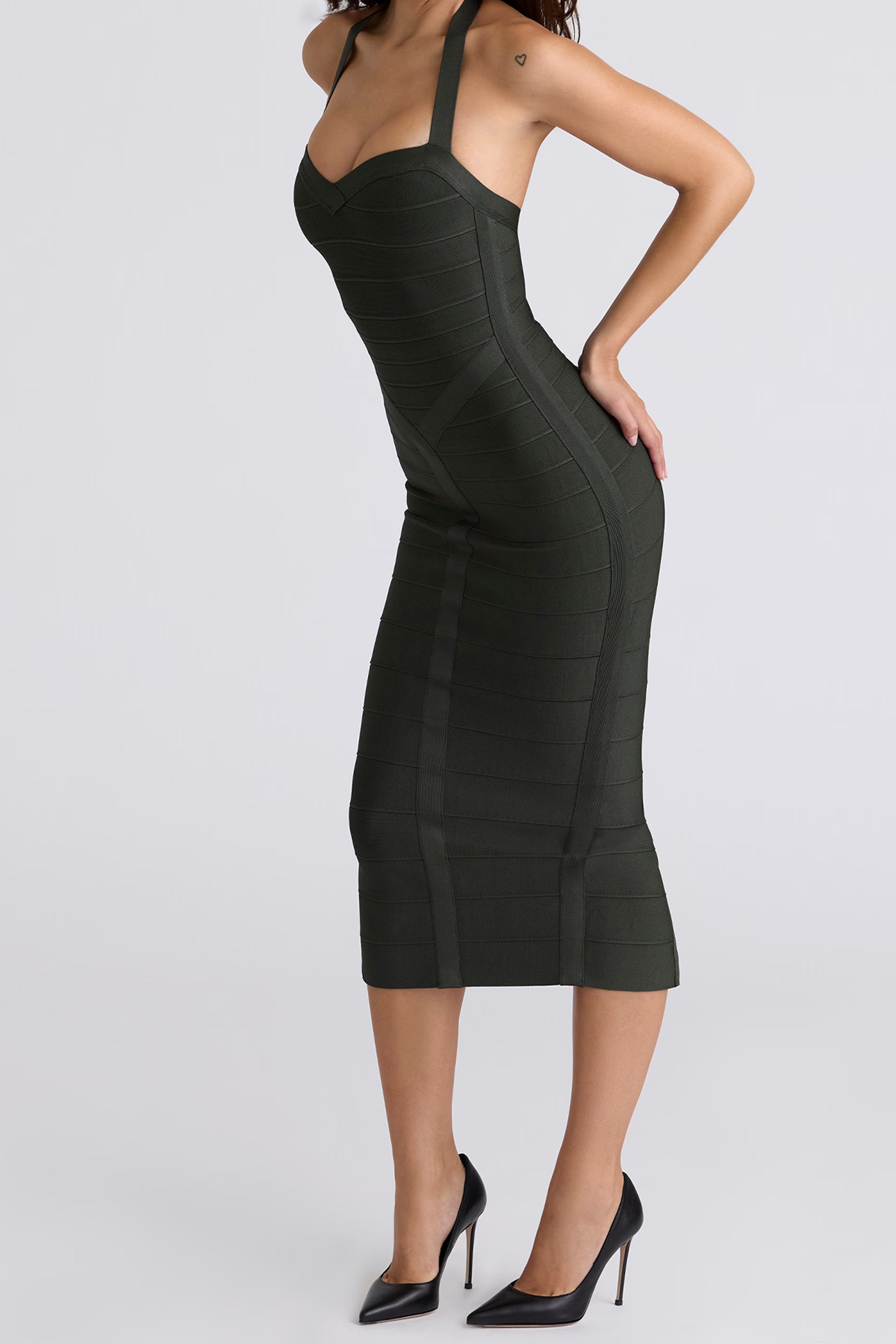 Halter Neck Bandage Midi Dress