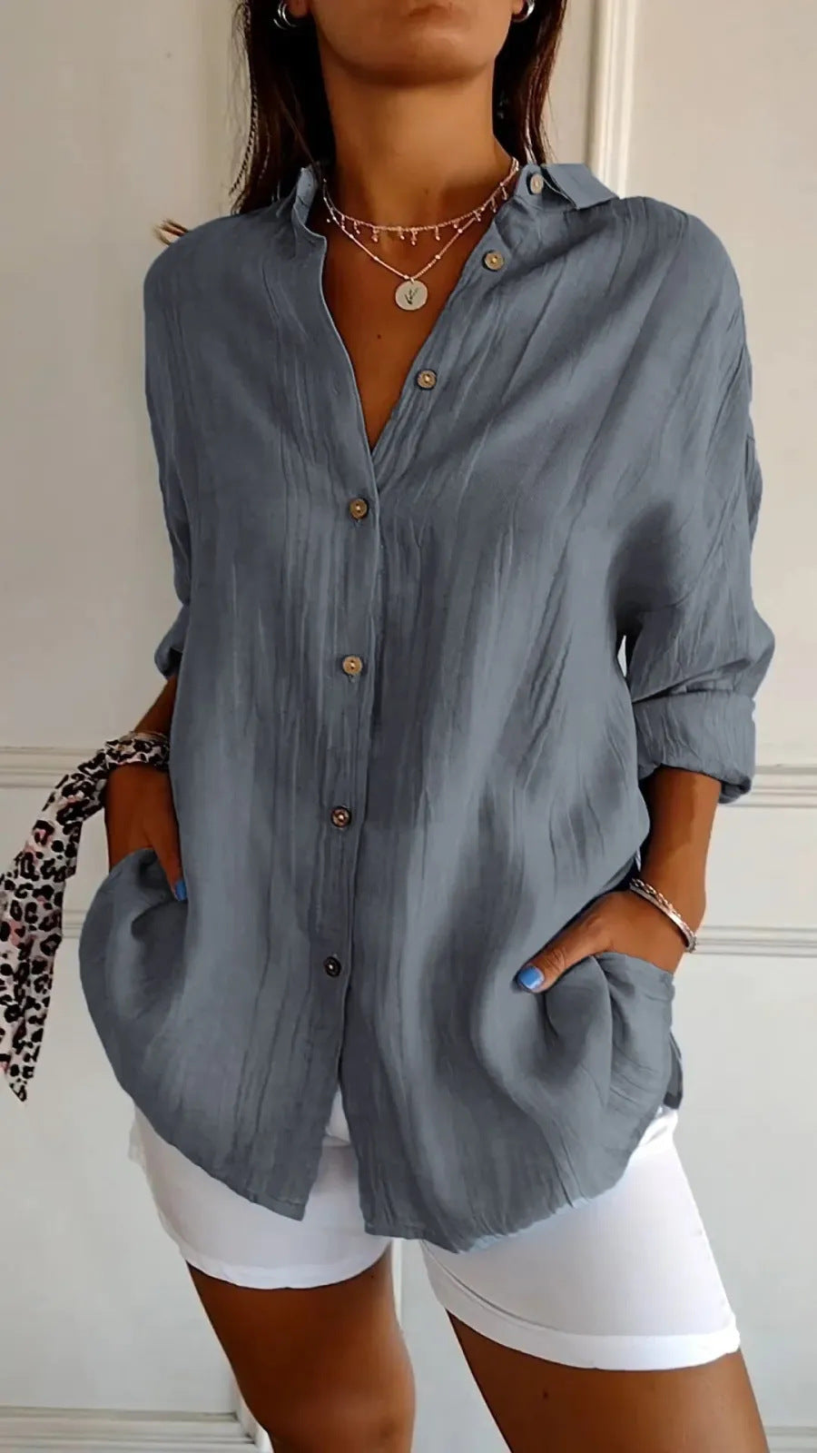 Pleated Elegant Midi Casual Shirt Dress