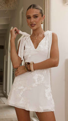 Usha Tie Strap Mini Dress - White