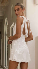 Usha Tie Strap Mini Dress - White