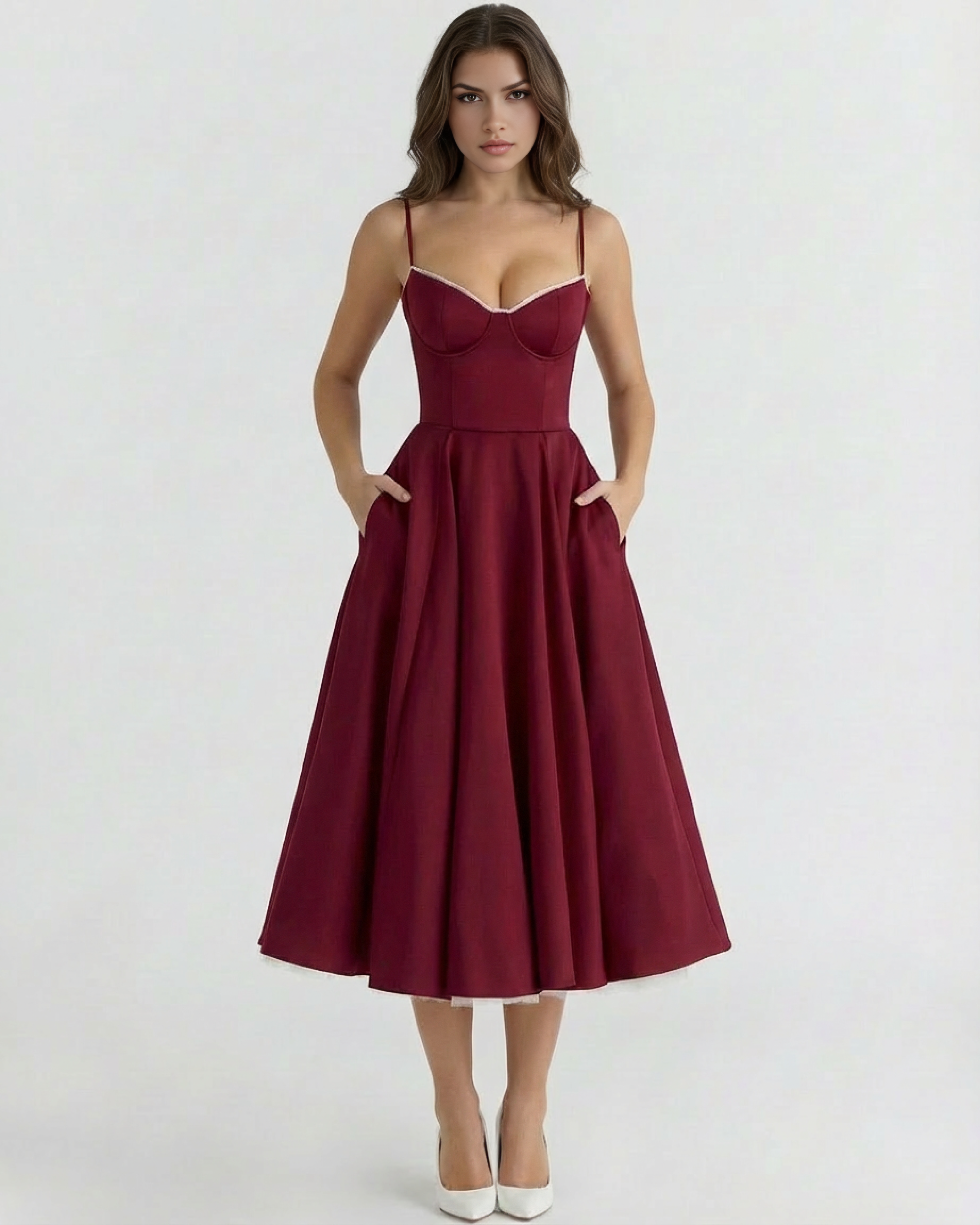 Satin Feel, Boned Bodice, Perfect for Weddings and Parties