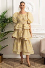 TIERED RUFFLE MIDI SUMMER PARTY DRESS