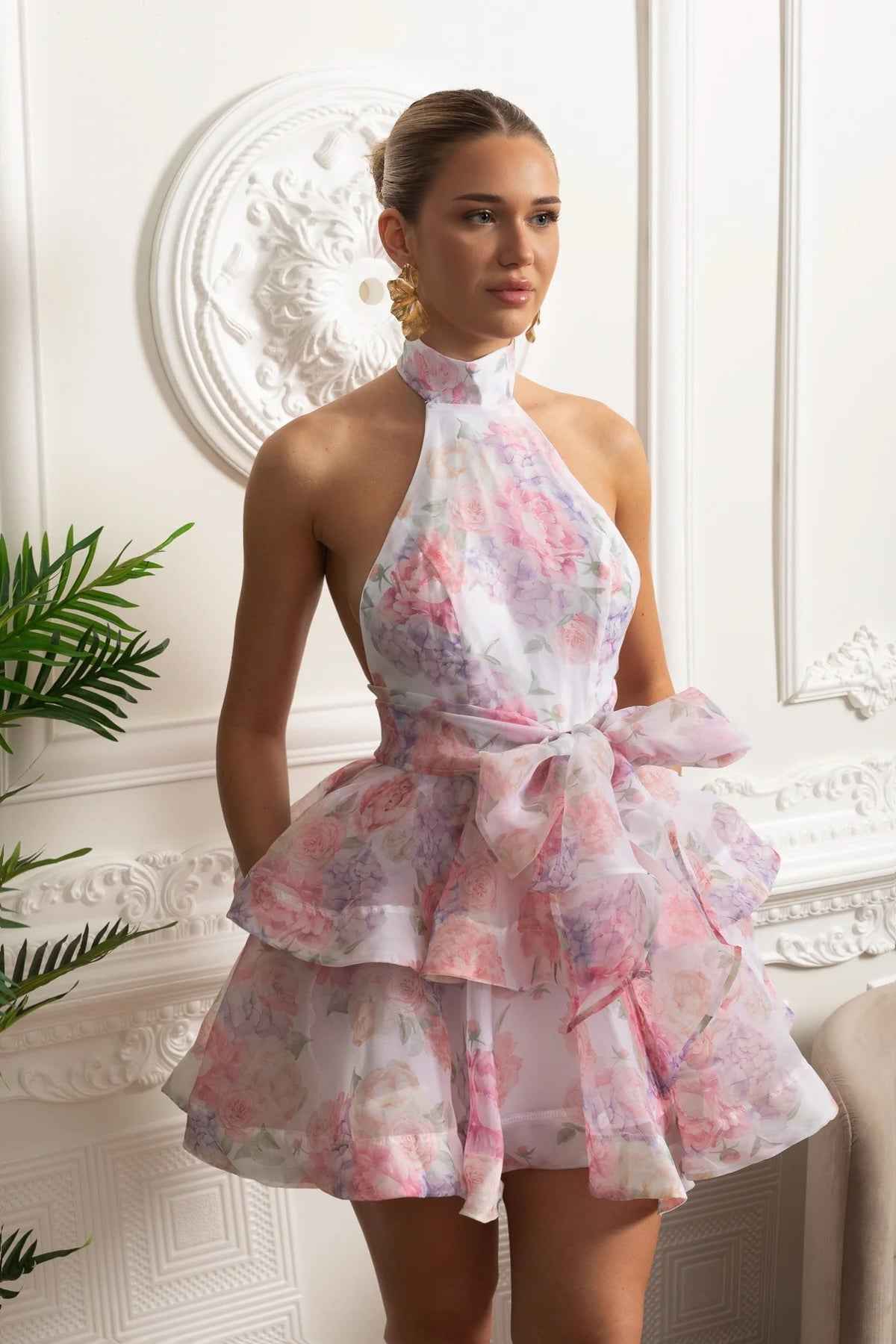 FLORAL RUFFLE MINI PARTY SUMMER DRESS