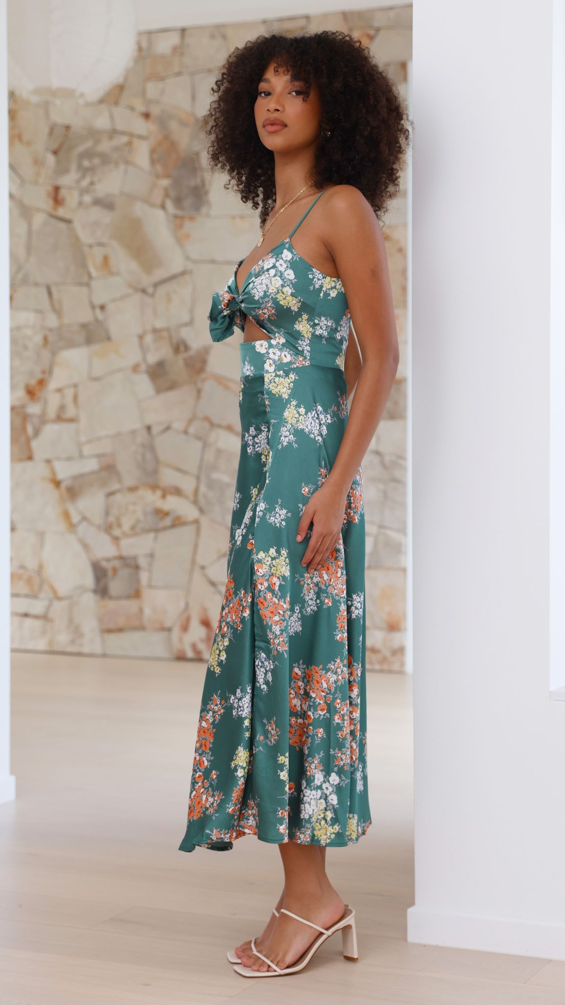 Dreamers Green Floral Midi Dress
