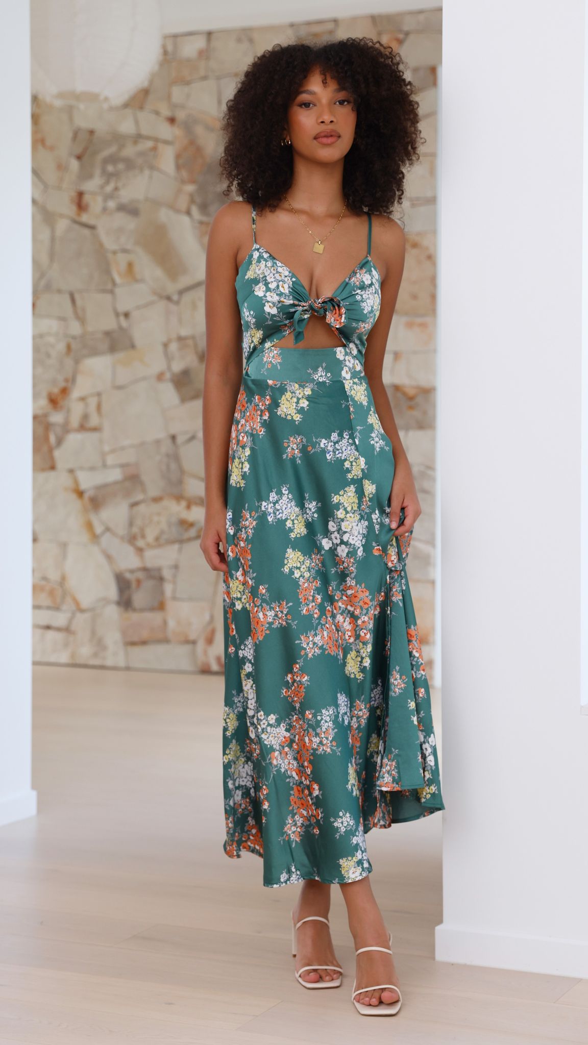 Dreamers Green Floral Midi Dress