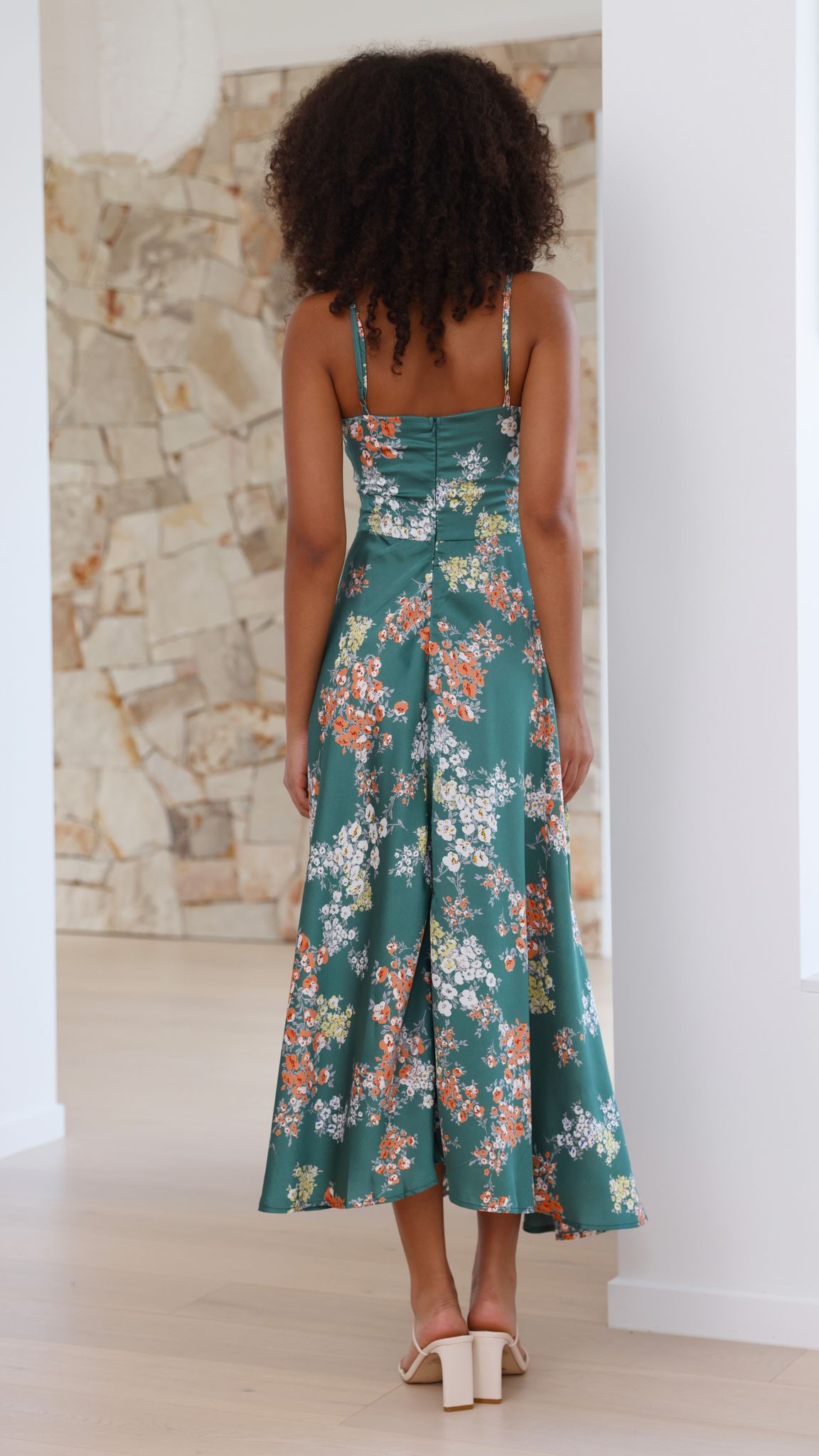 Dreamers Green Floral Midi Dress