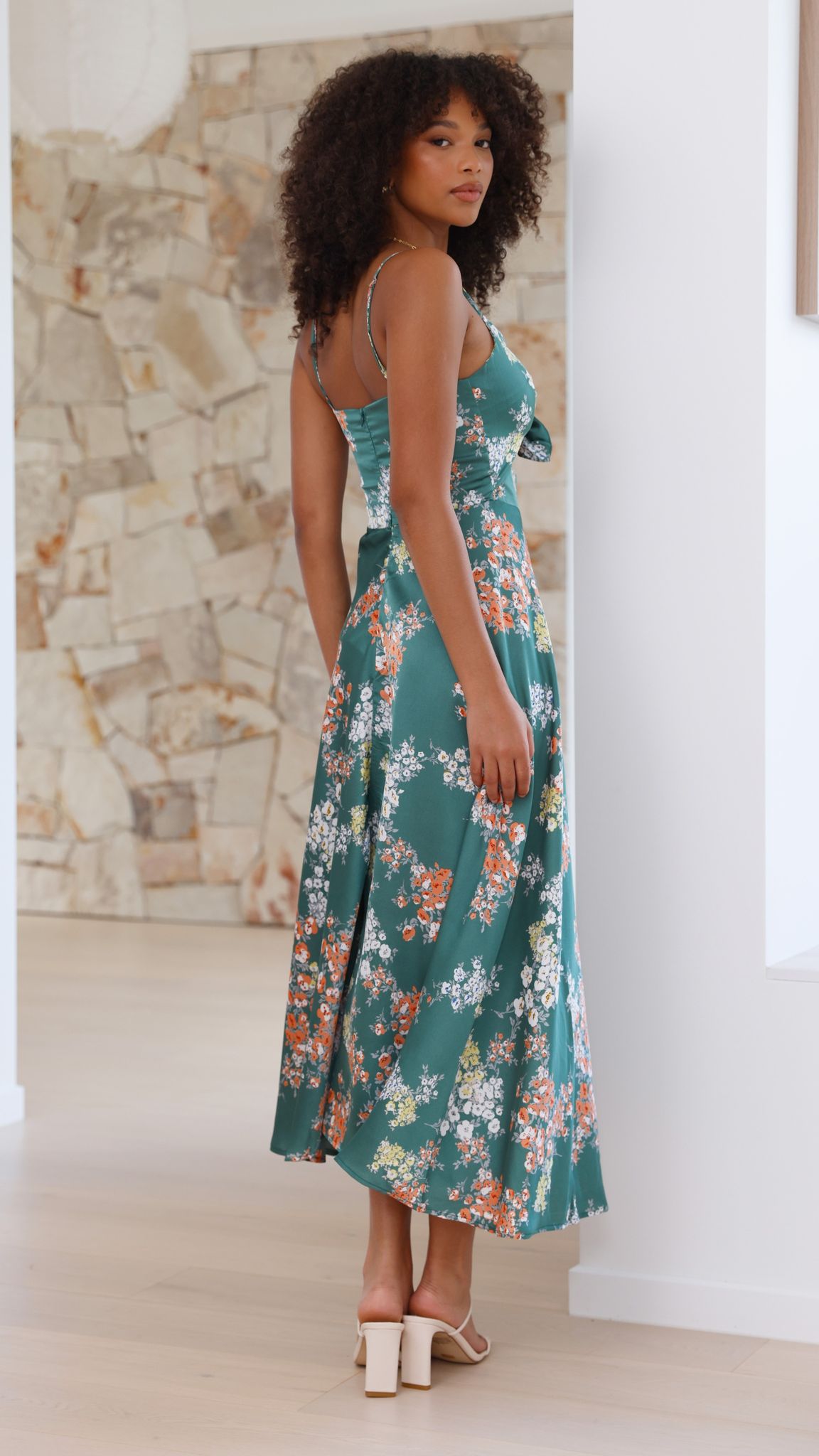 Dreamers Green Floral Midi Dress