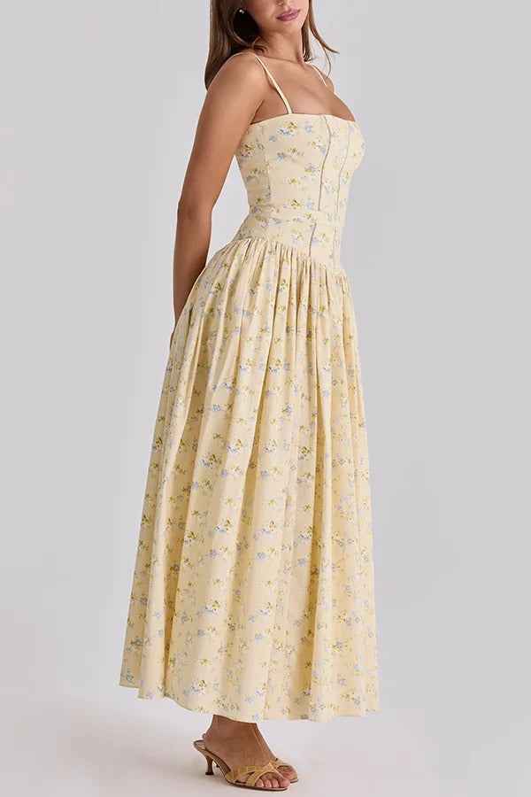 SLEEVELESS FLORAL MIDI VACATION DRESS