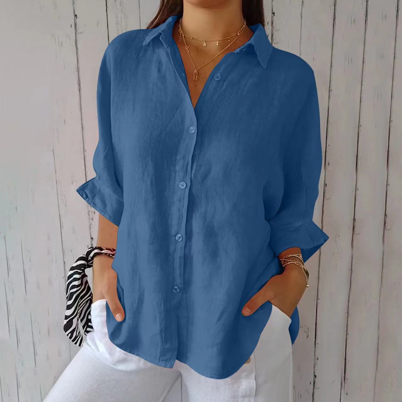 Pleated Elegant Midi Casual Shirt Dress