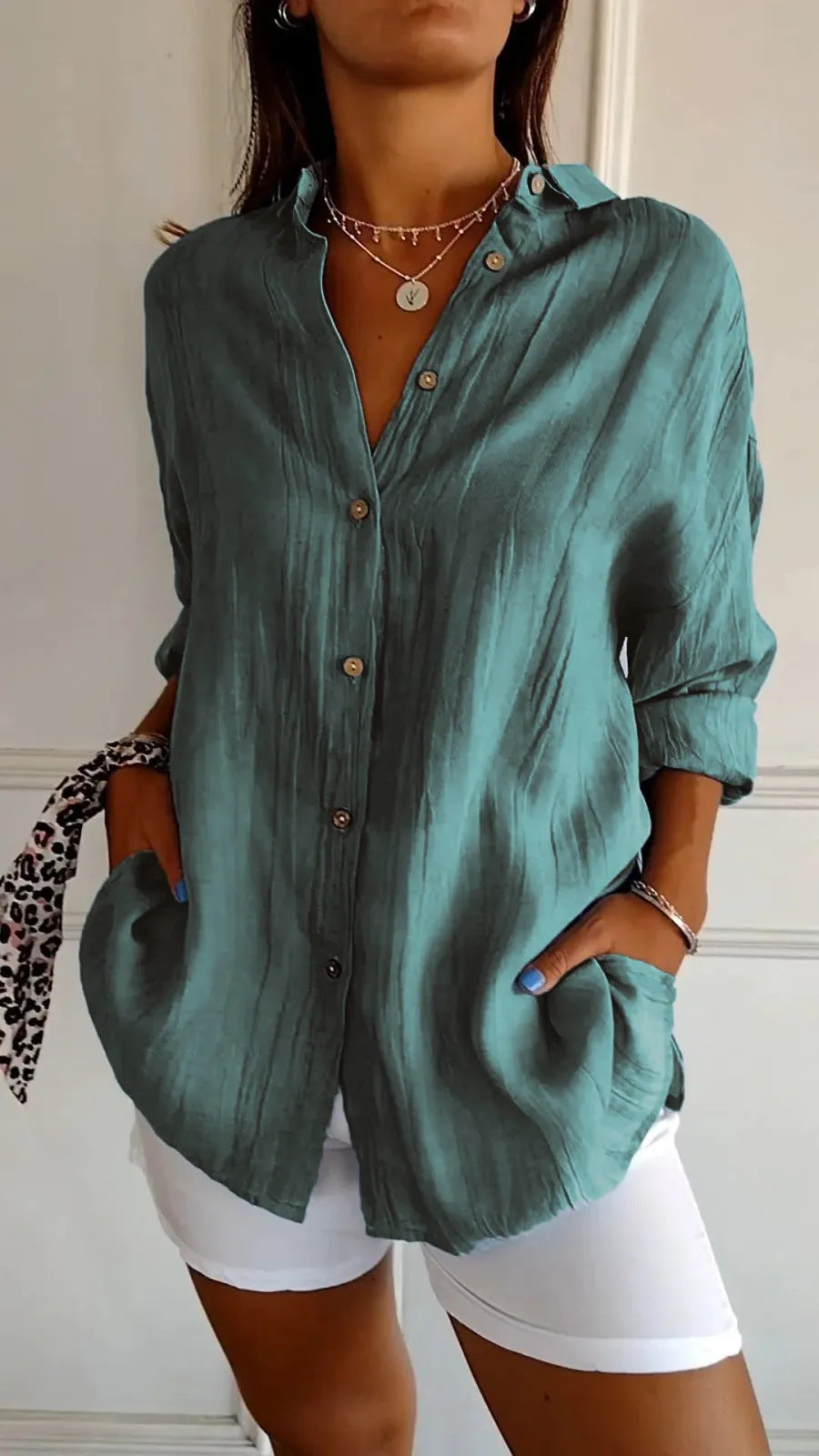 Pleated Elegant Midi Casual Shirt Dress