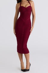 Halter Neck Bandage Midi Dress