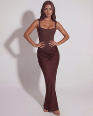 Eleonora Maxi, Satin, Sculpted Bodice, Black-Tie Events