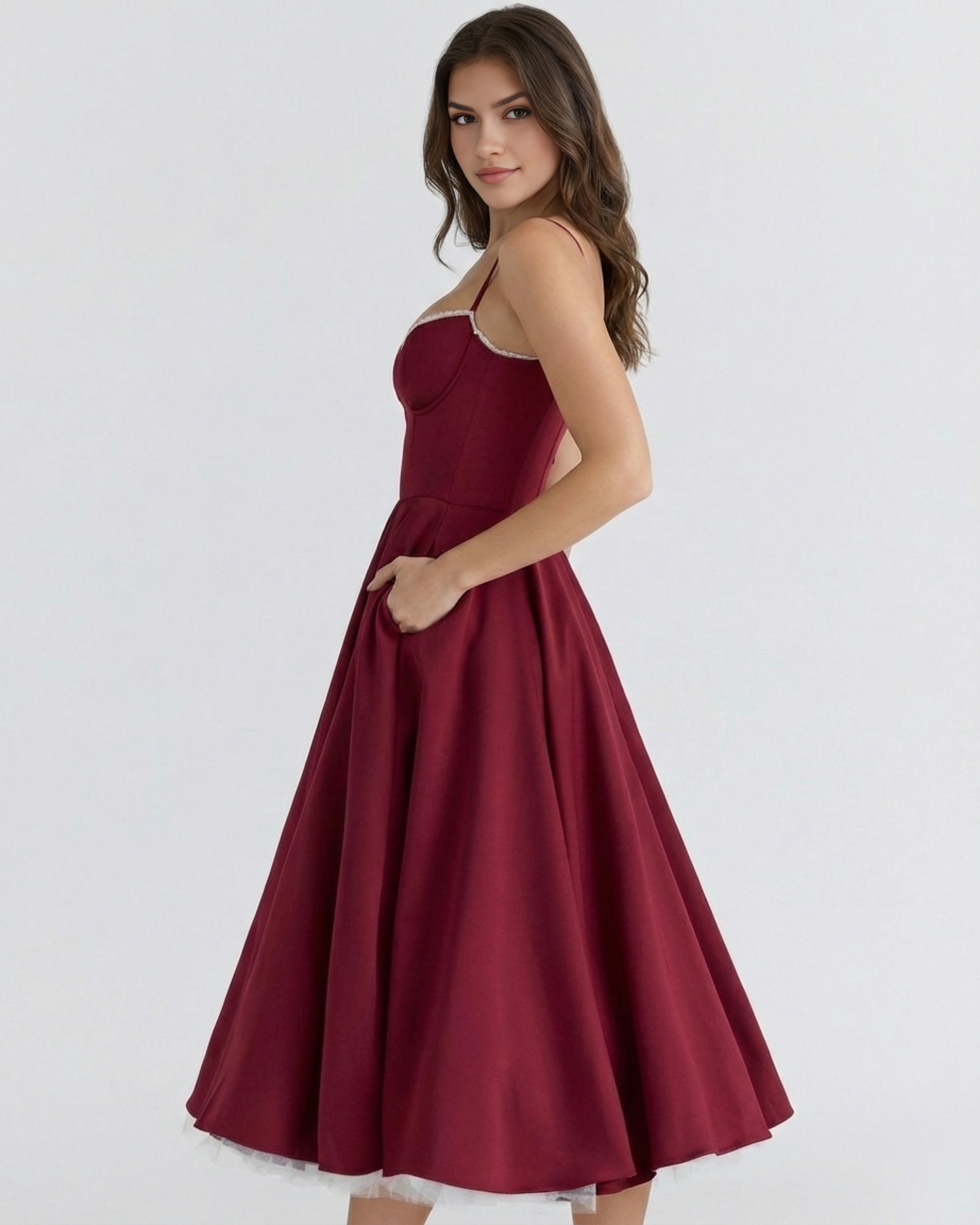 Satin Feel, Boned Bodice, Perfect for Weddings and Parties
