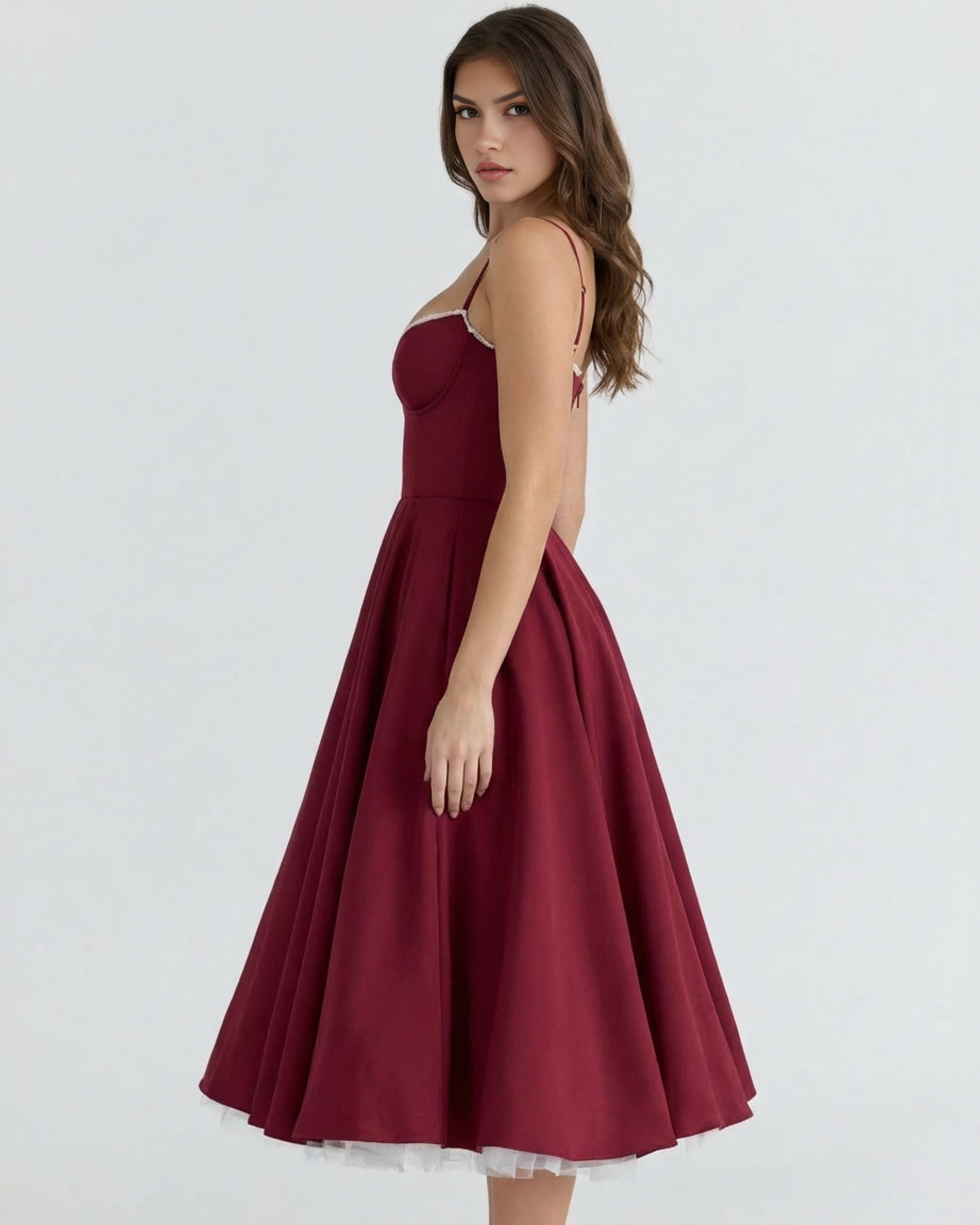 Satin Feel, Boned Bodice, Perfect for Weddings and Parties