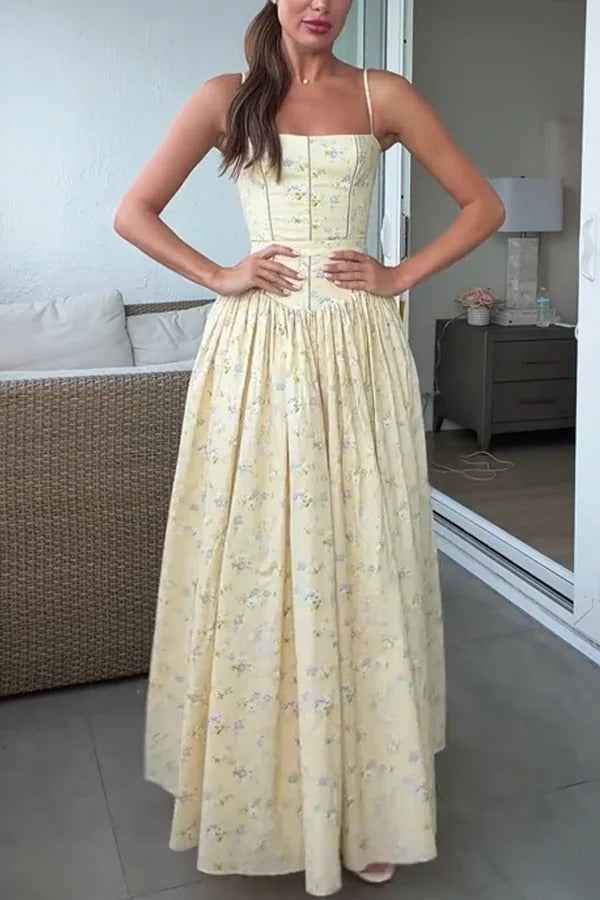 SLEEVELESS FLORAL MIDI VACATION DRESS