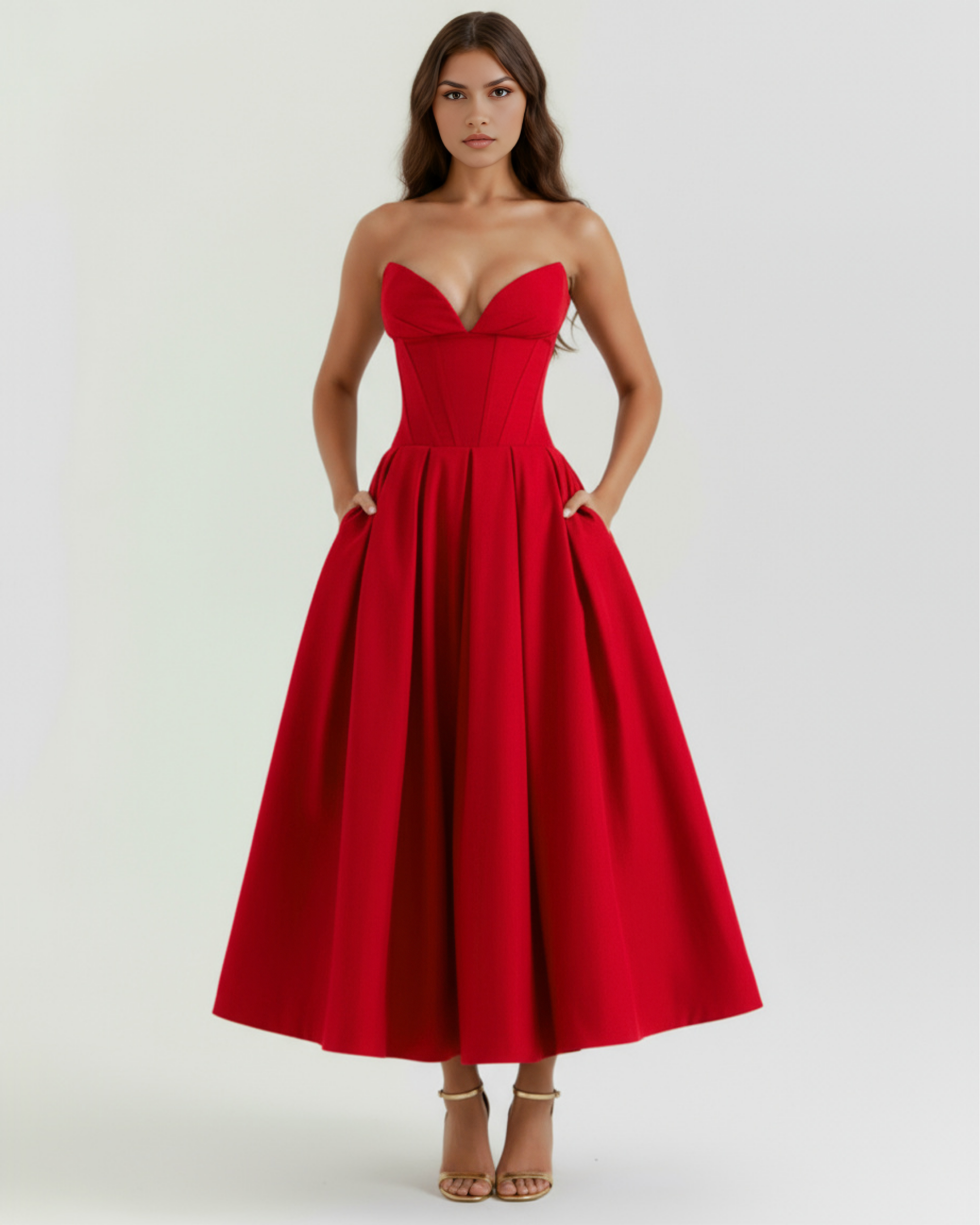 Feminine Sculpted Bodice, Voluminous Skirt, Special Occasions