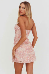 SEQUIN FLORAL MINI PARTY WEDDING GUEST DRESS