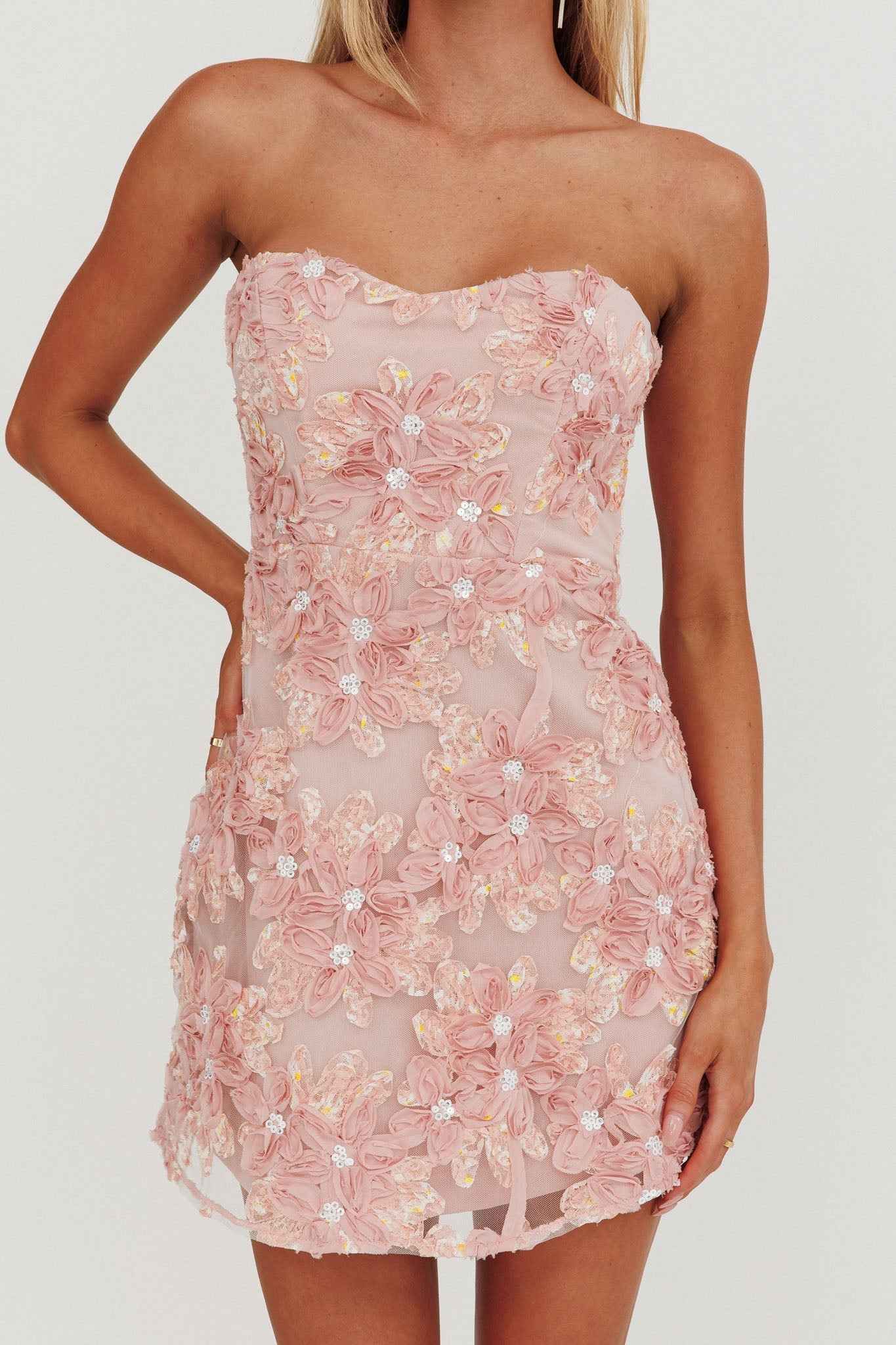 SEQUIN FLORAL MINI PARTY WEDDING GUEST DRESS