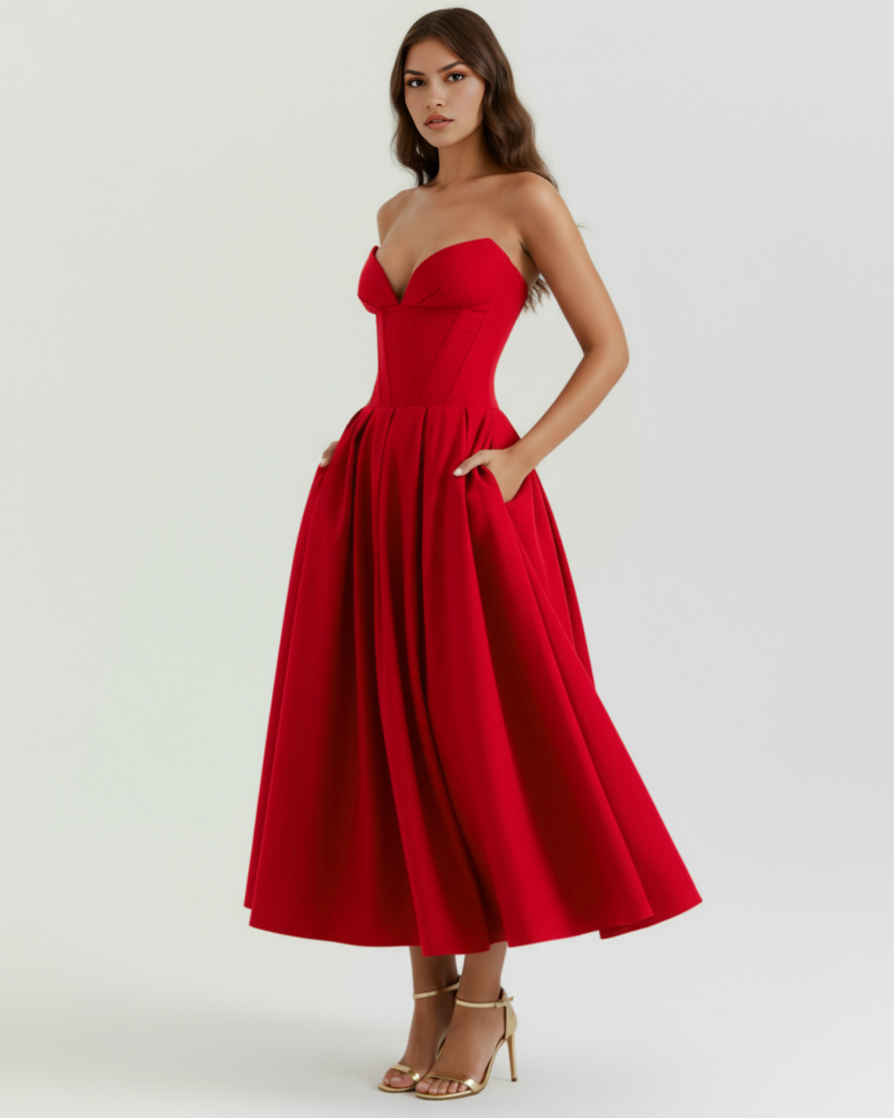 Feminine Sculpted Bodice, Voluminous Skirt, Special Occasions