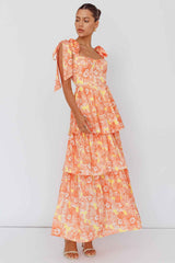 TIED TIERED MIDI CASUAL SUMMER DRESS