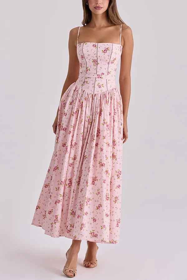 SLEEVELESS FLORAL MIDI VACATION DRESS