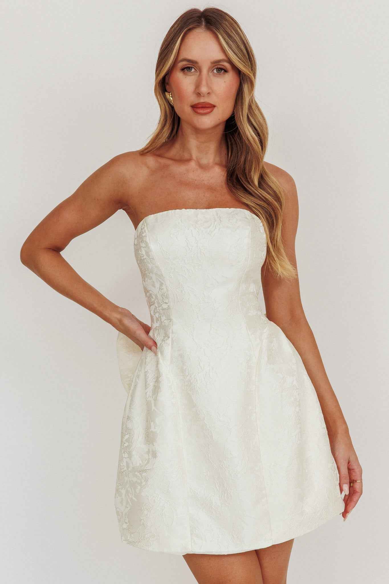 STRAPLESS FITTED MINI PARTY COCKTAIL DRESS