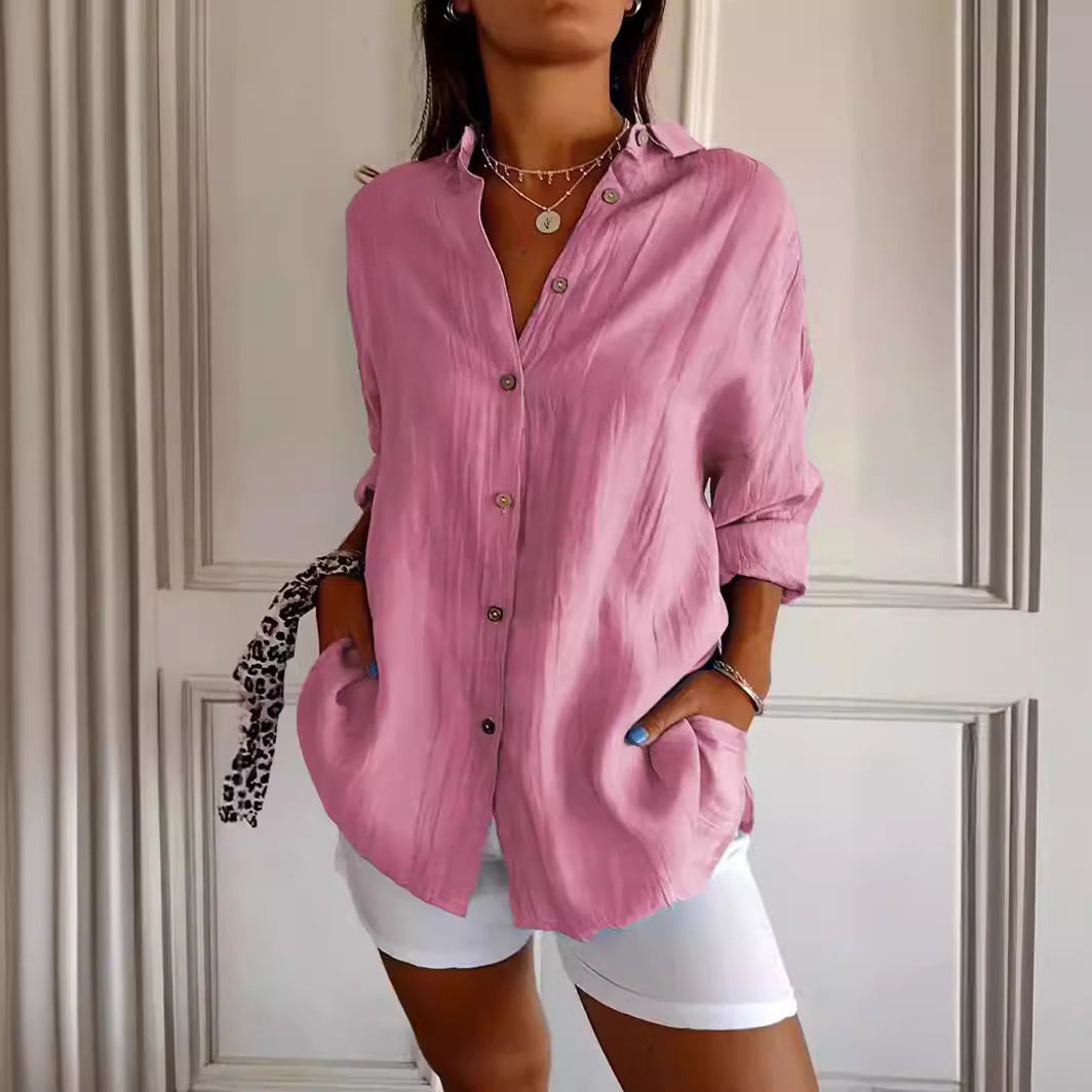 Pleated Elegant Midi Casual Shirt Dress