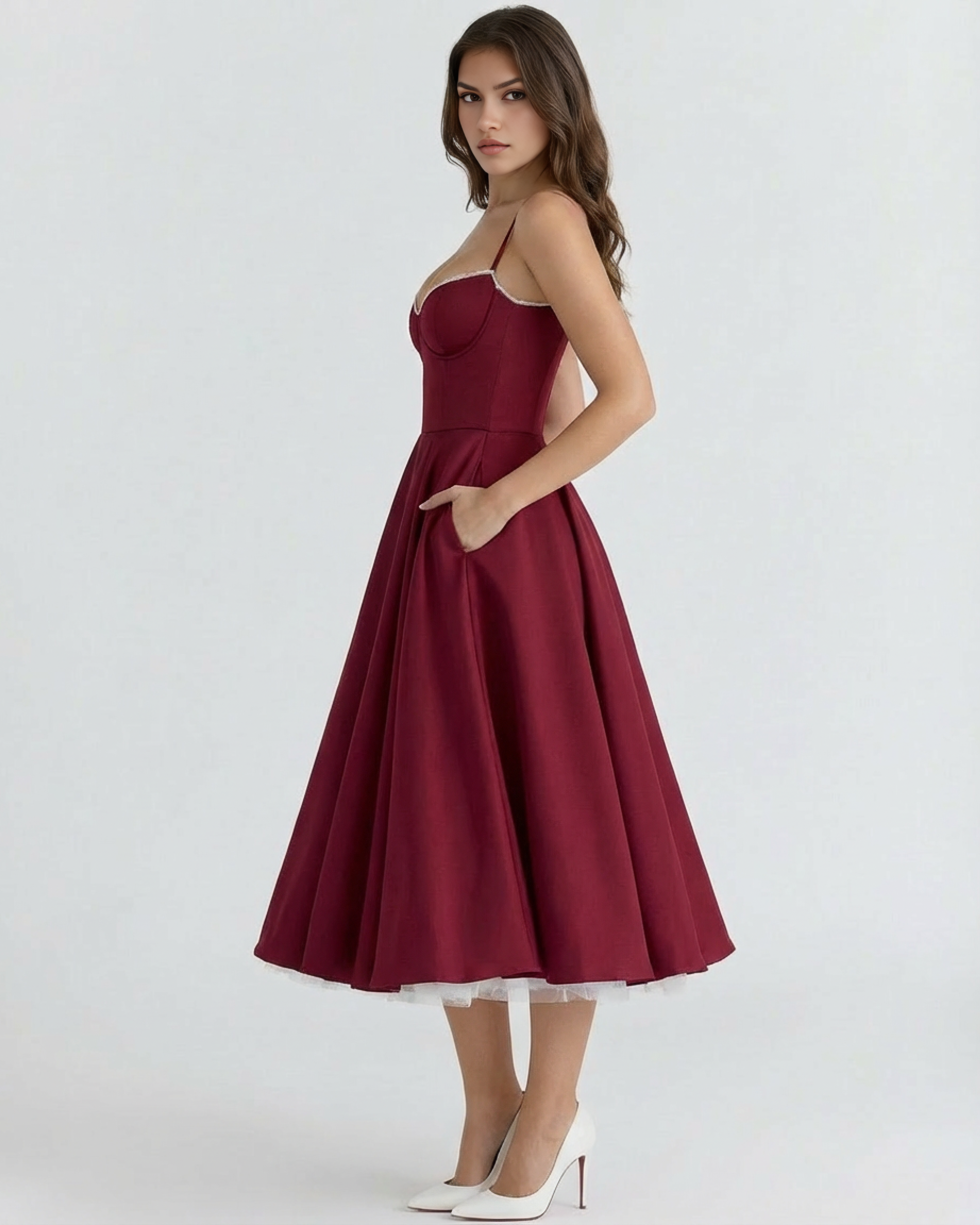 Satin Feel, Boned Bodice, Perfect for Weddings and Parties