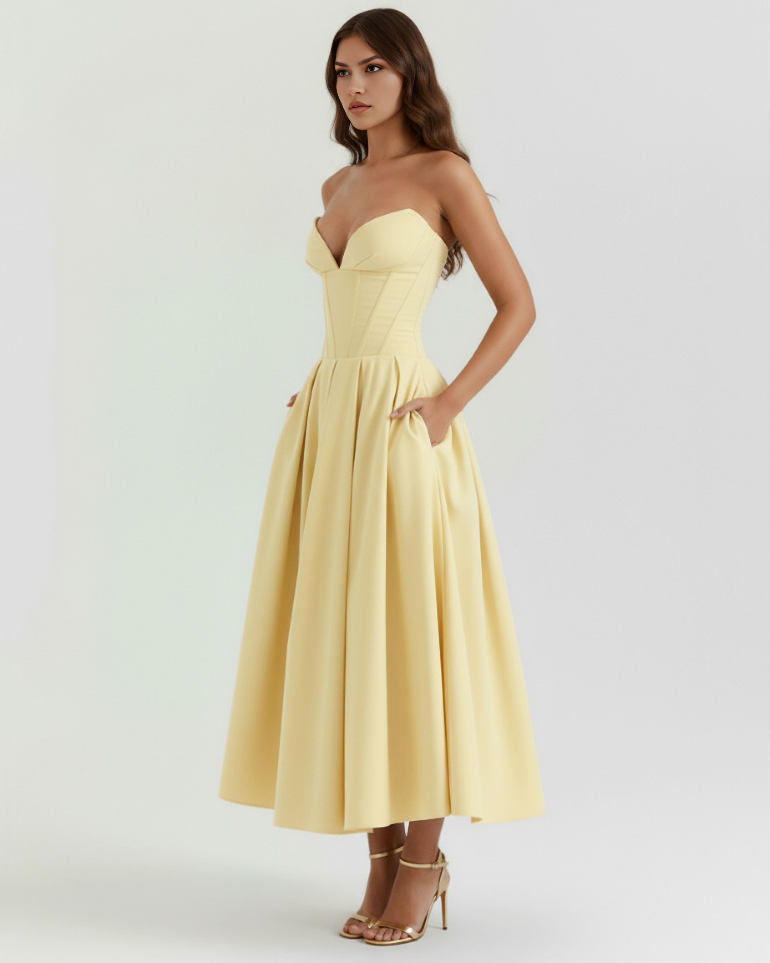 Feminine Sculpted Bodice, Voluminous Skirt, Special Occasions