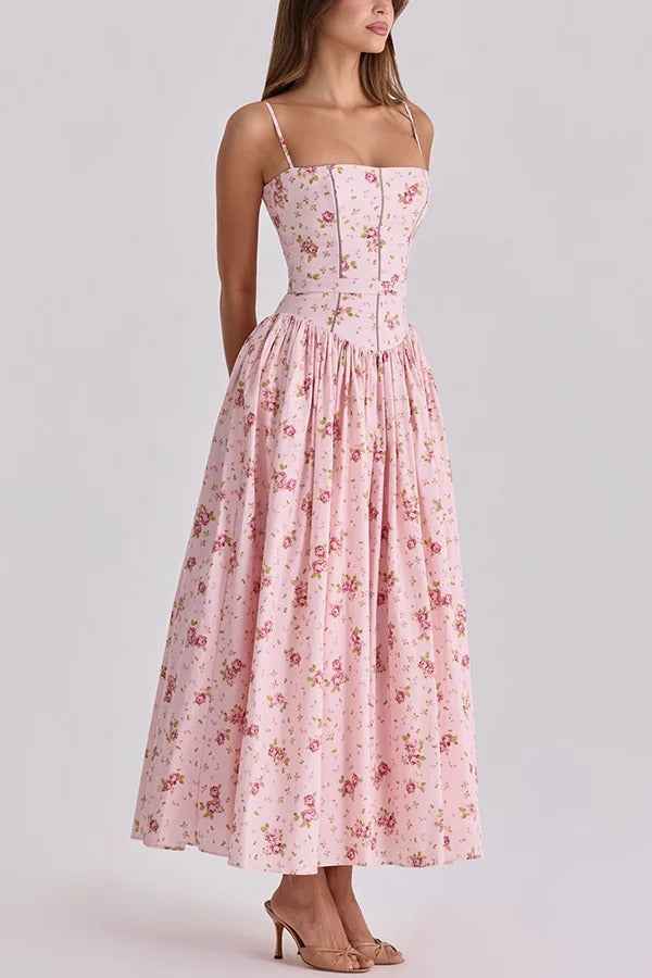 SLEEVELESS FLORAL MIDI VACATION DRESS