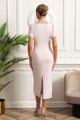 FITTED EMBROIDERED MIDI COCKTAIL PARTY DRESS