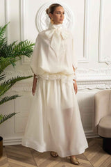 BOW COLLAR VOLUMINOUS MAXI FORMAL EVENING DRESS