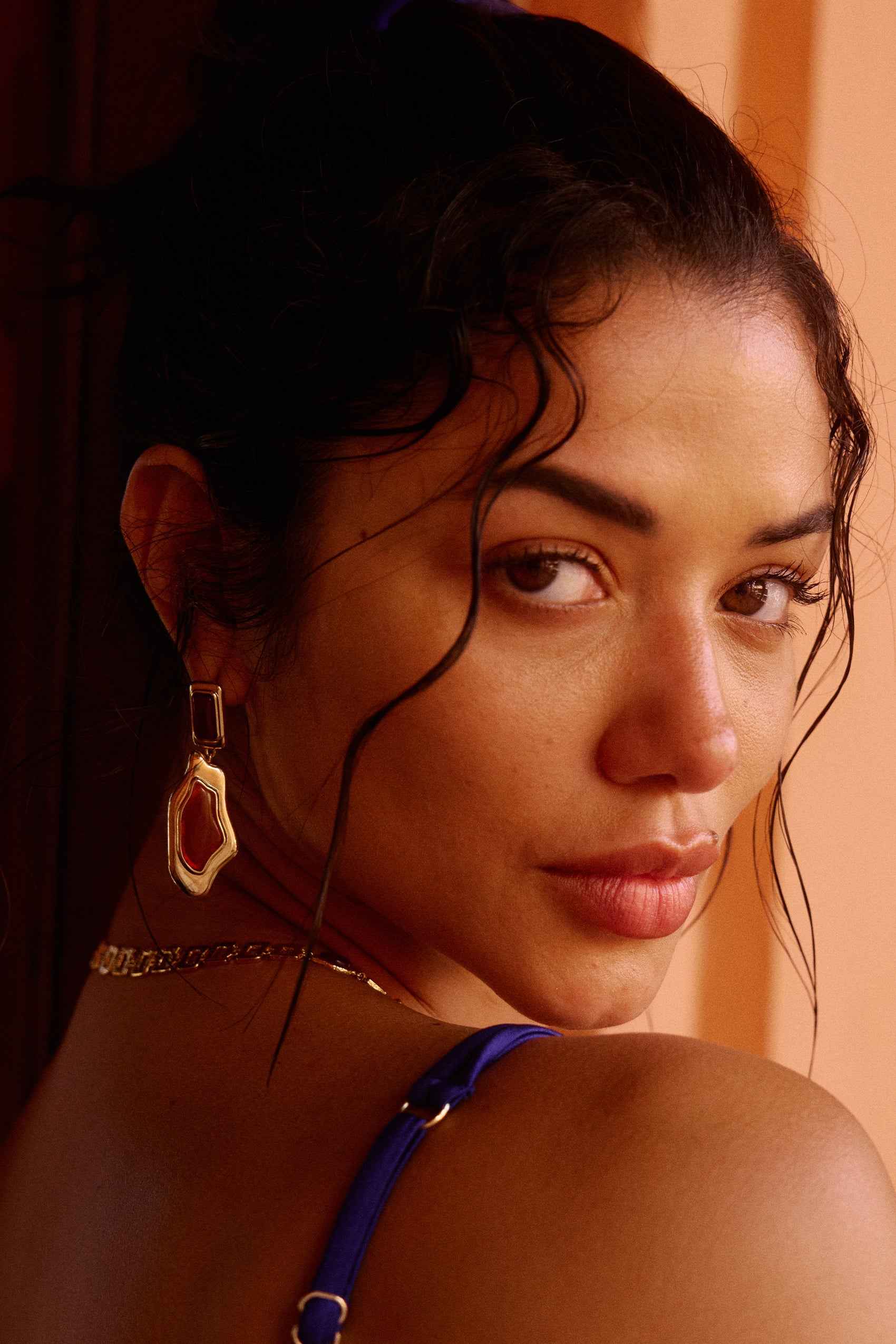 Sombra Earrings in Red Agate