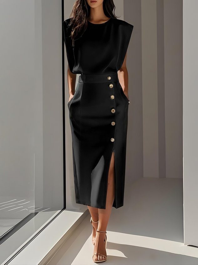 Sleeveless Button-Up Midi Summer Casual Dress