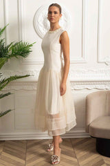 SLEEVELESS FITTED MIDI PARTY COCKTAIL DRESS