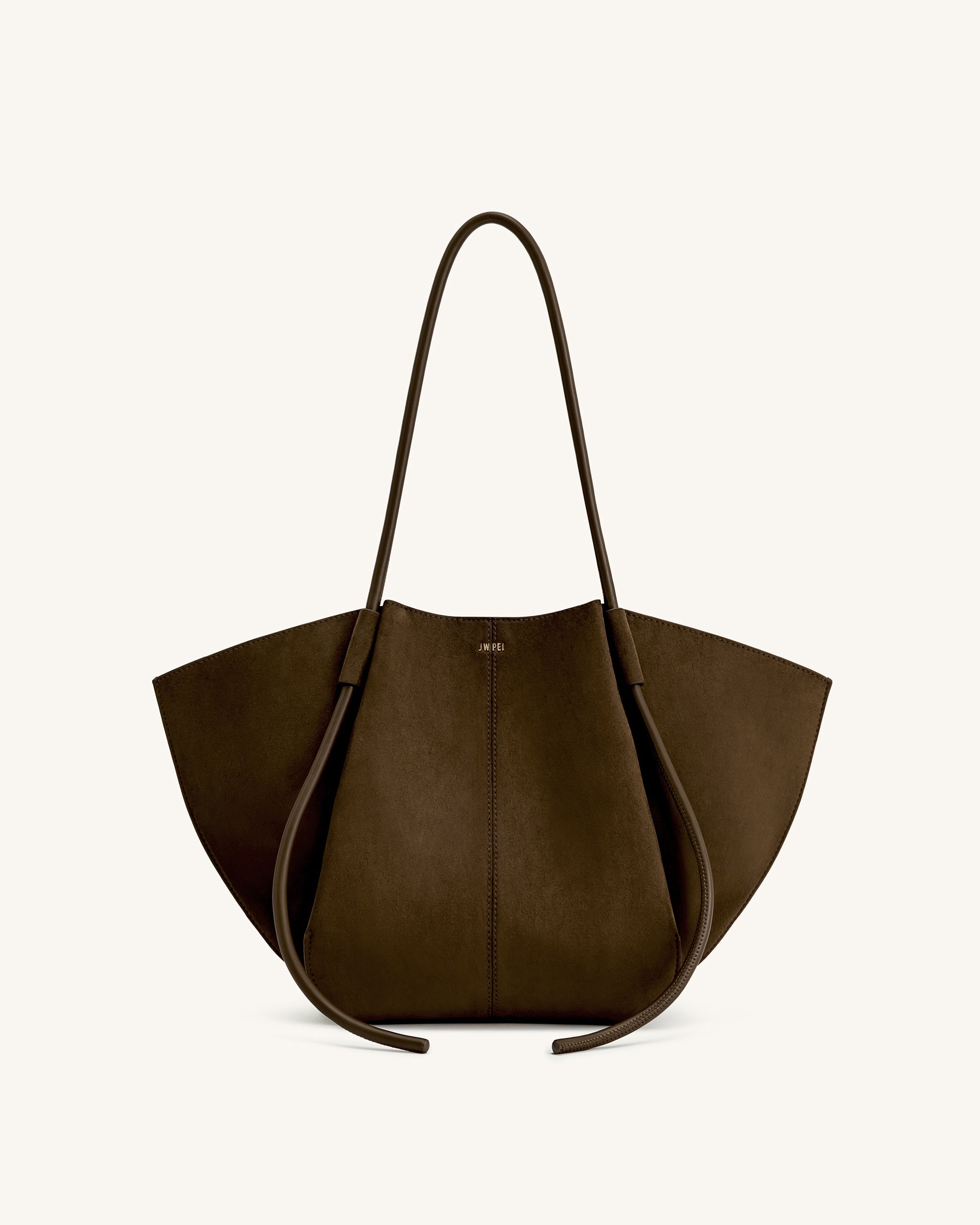 Nala Faux Suede Vegan Leather Midi Casual Tote Bag - Mocha Brown